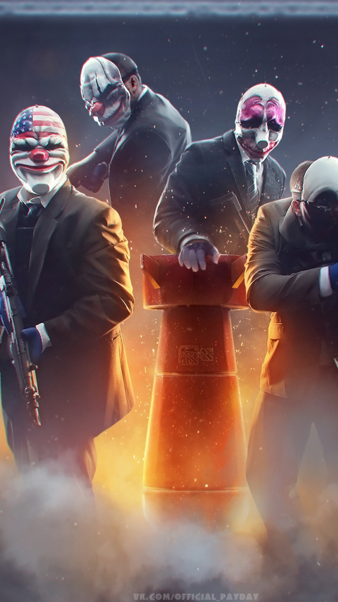 Dallas, Chains, Hoxton, Wolf, Payday 2, 1080x1920, schermata di blocco iPhone
