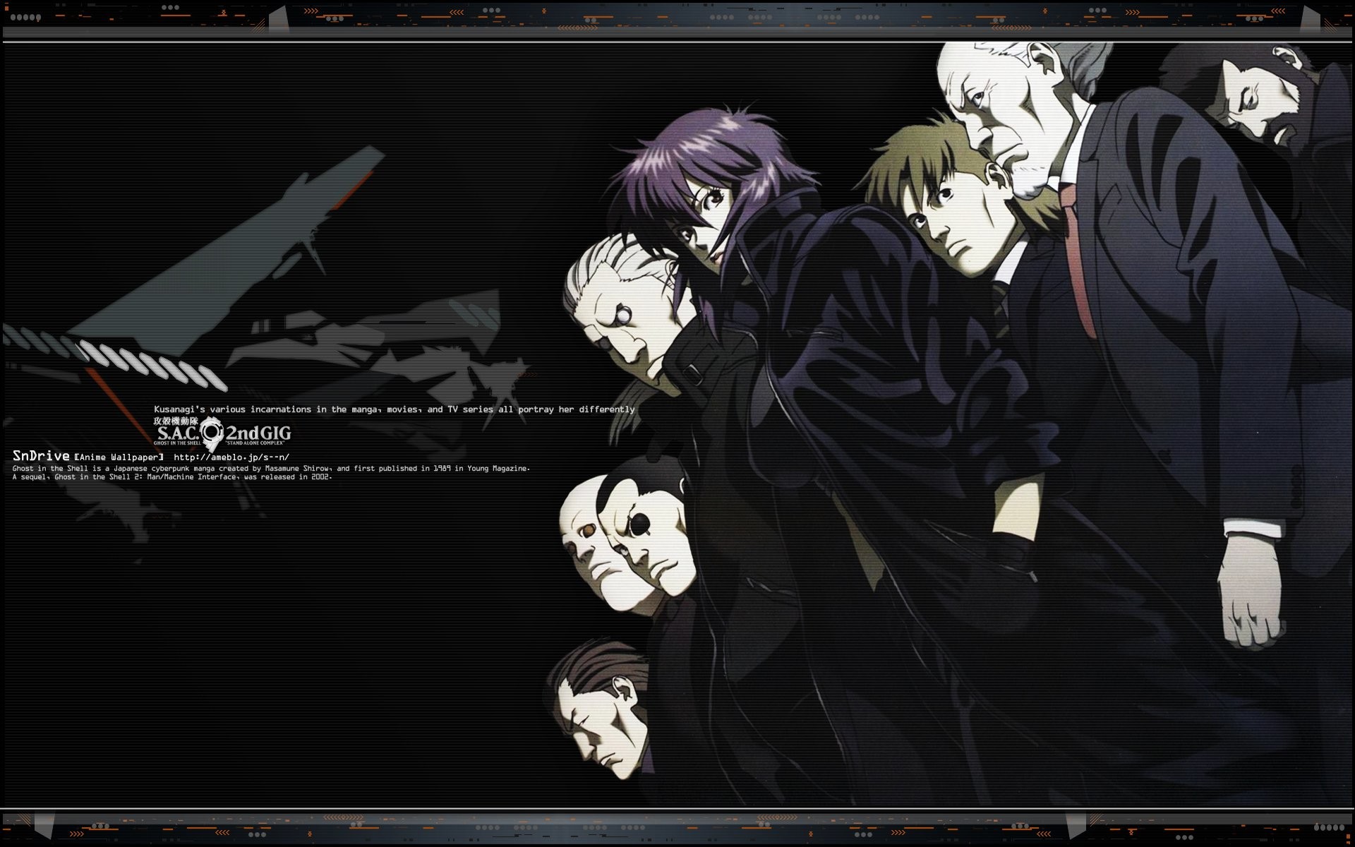 Ghost in the Shell: S.A.C. 2nd GIG, Sezione 9, Motoko Kusanagi, Batou, sfondo 16:10 Full HD