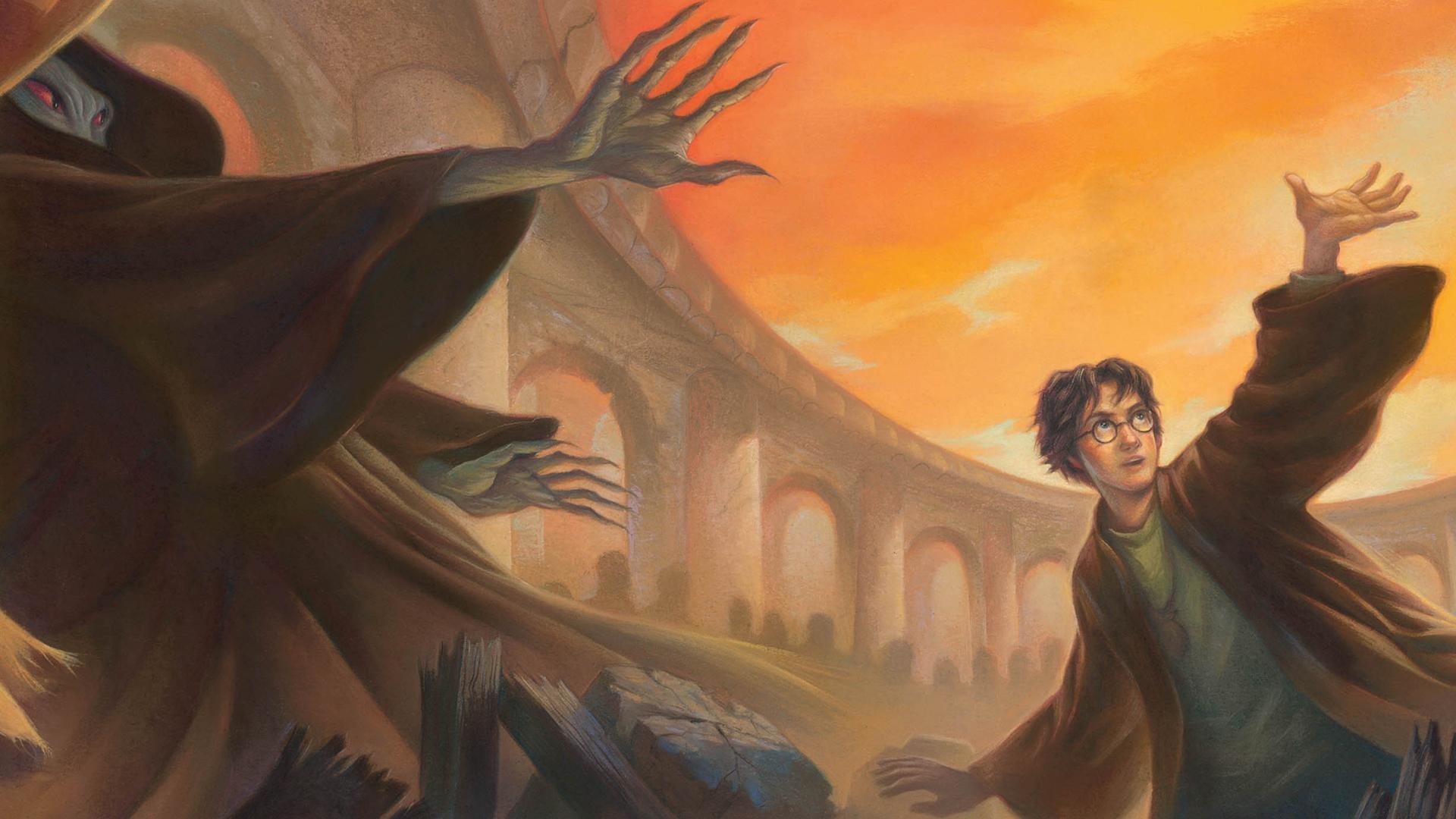 Harry Potter e i Doni della Morte, Harry Potter, Lord Voldemort, Copertina del libro, immagine di sfondo