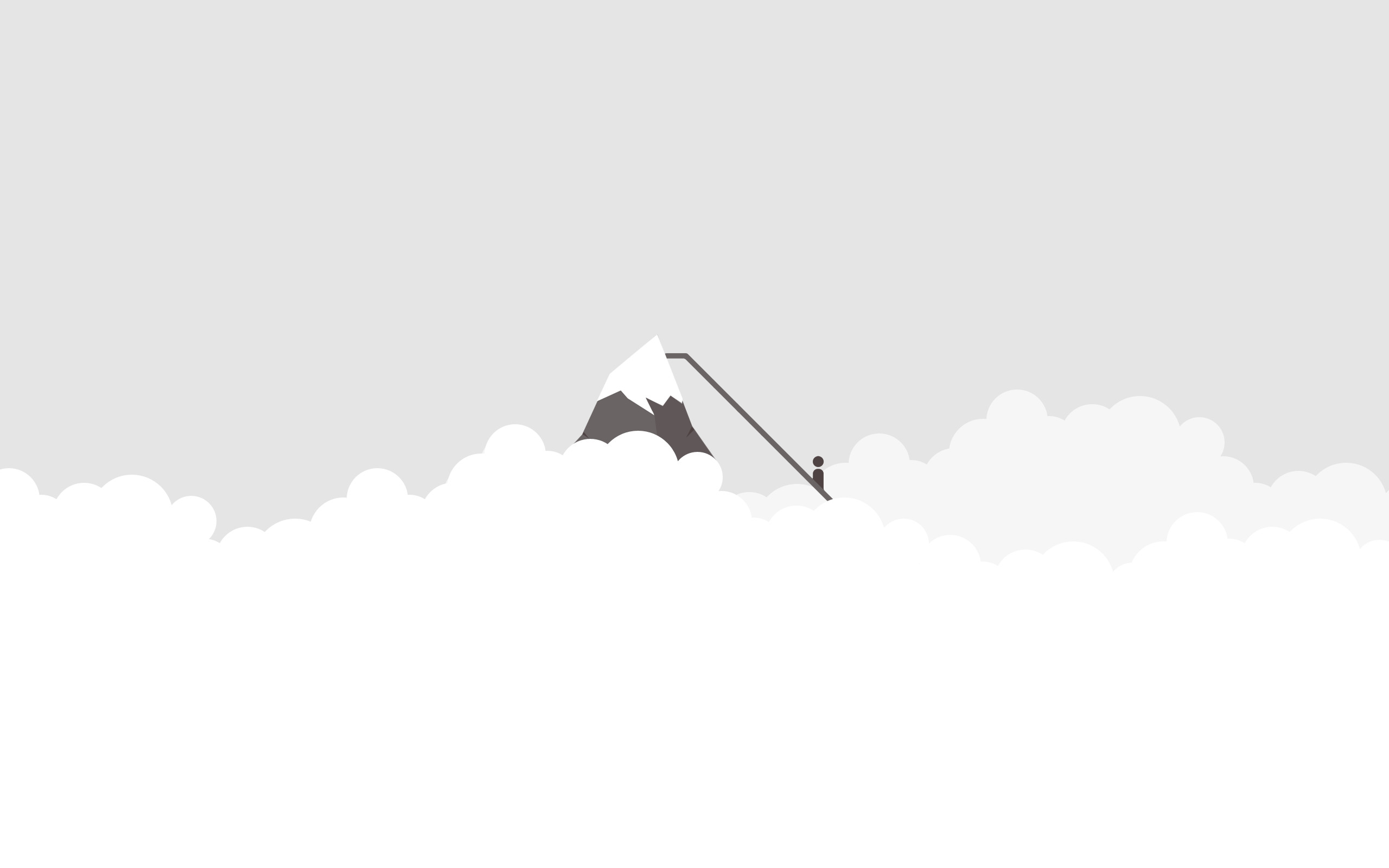 Montagna, Scalatore, Nuvole, Grigio, Minimalista, 2560x1600, sfondo MacBook Pro