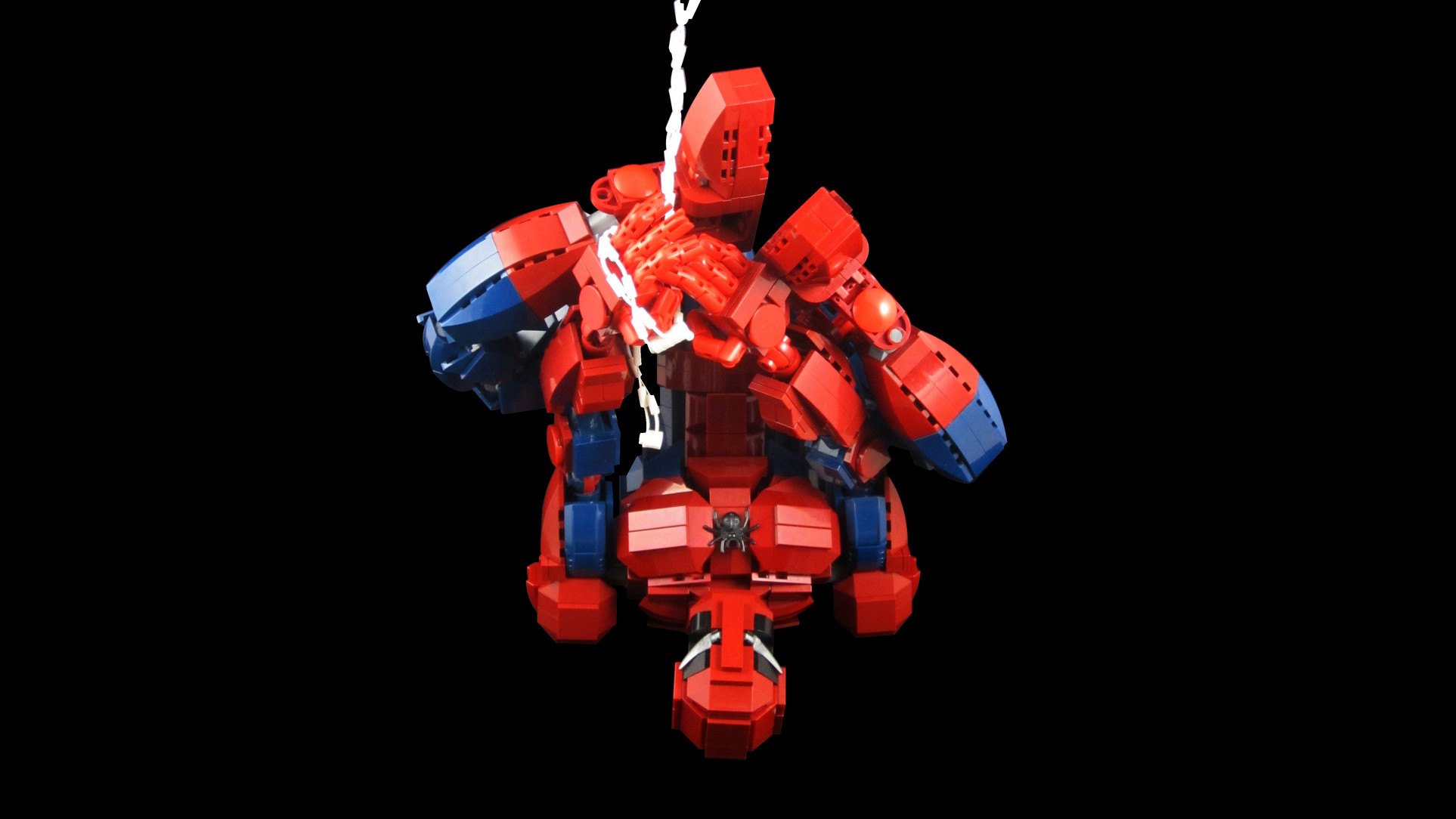 Spider-Man, LEGO, Mech, Sfondo nero, Full HD, wallpaper per PC