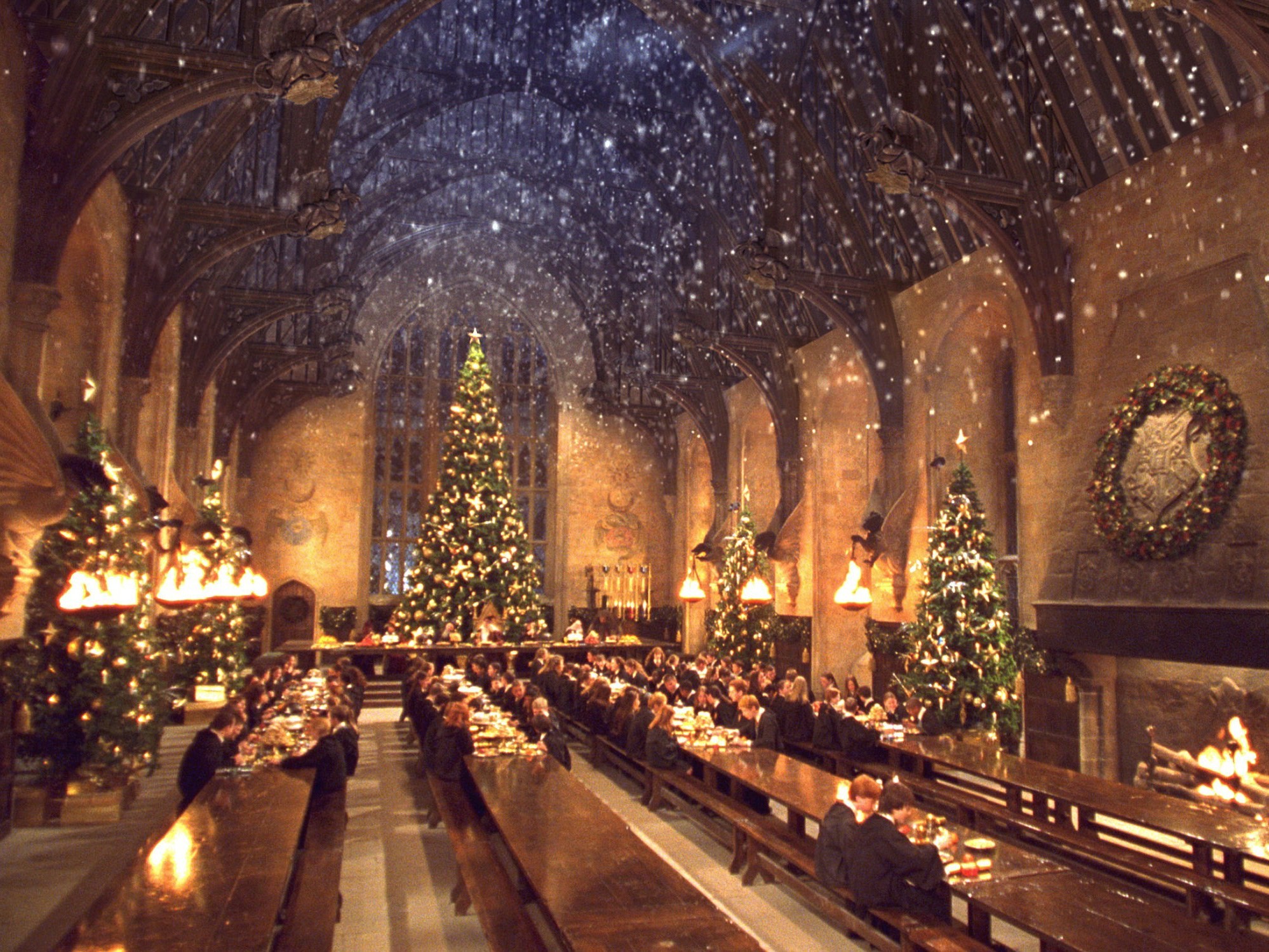 Sala Grande, Hogwarts, Natale, Alberi di Natale, Full HD, schermata di blocco iPad