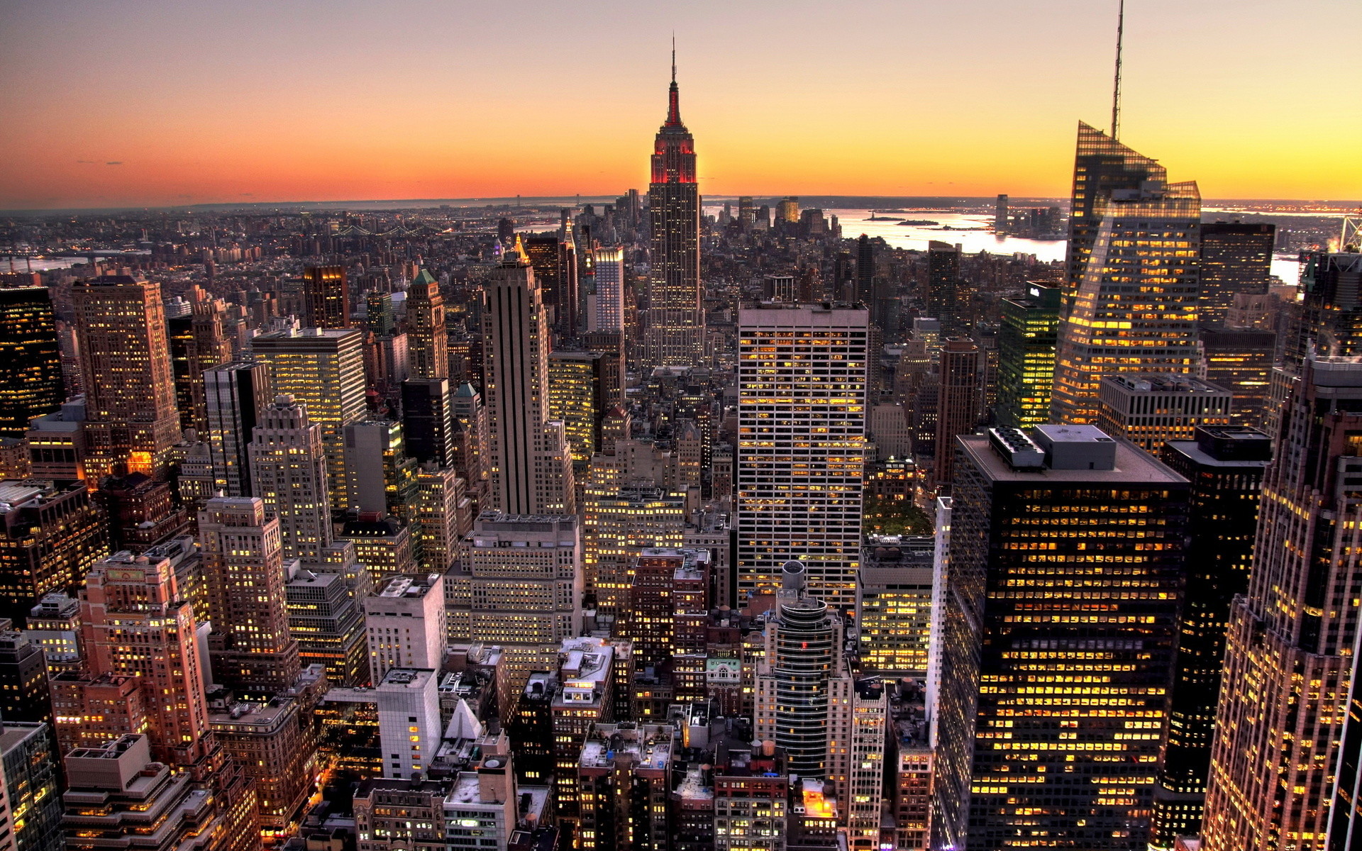 Empire State Building, Midtown, Manhattan, Tramonto, 1920x1200, immagine di sfondo