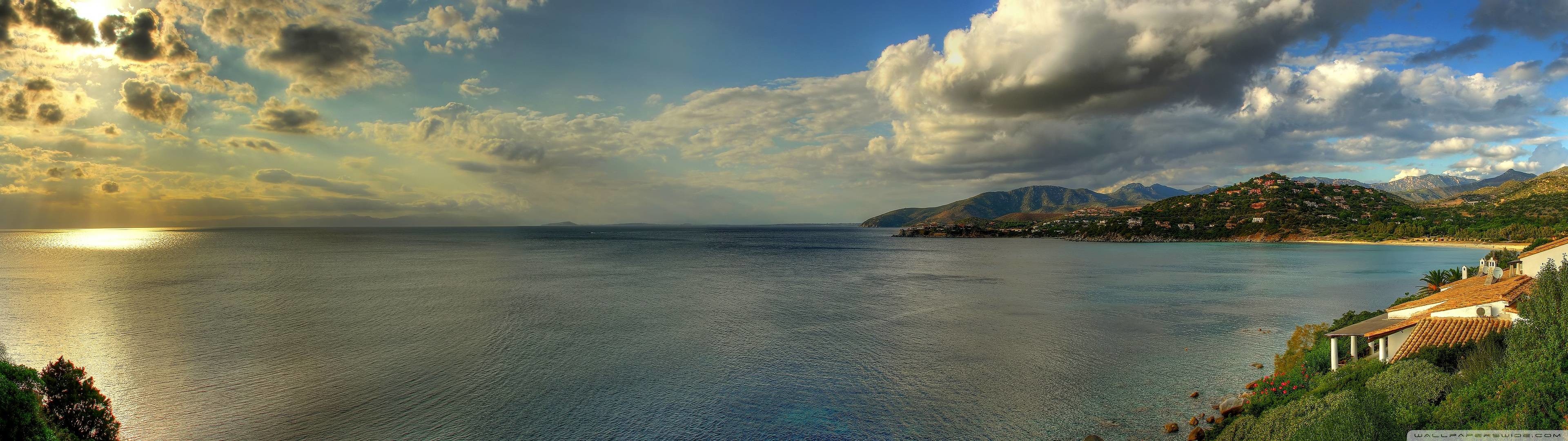 Costa, Mare, Nuvole, Panorama, Full HD, sfondo per PC