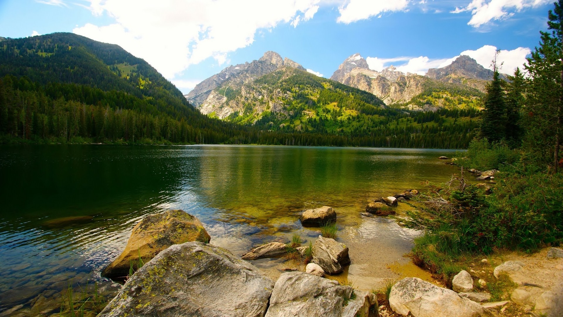 Lago, Montagne, Grand Teton, Rocce, 1920x1080, sfondo per PC