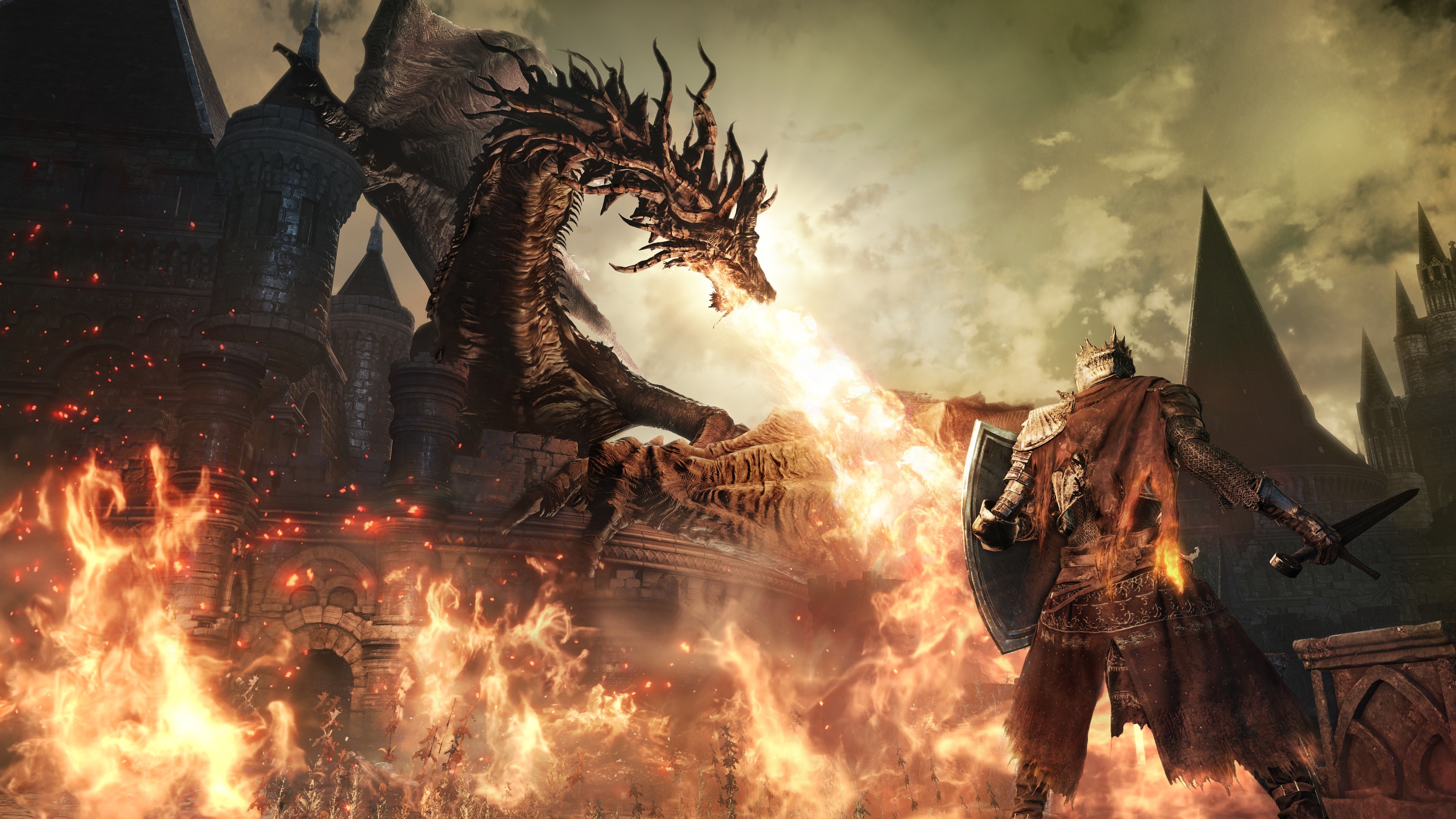 Dark Souls III, Drago, Fuoco, 4K, sfondo per PC