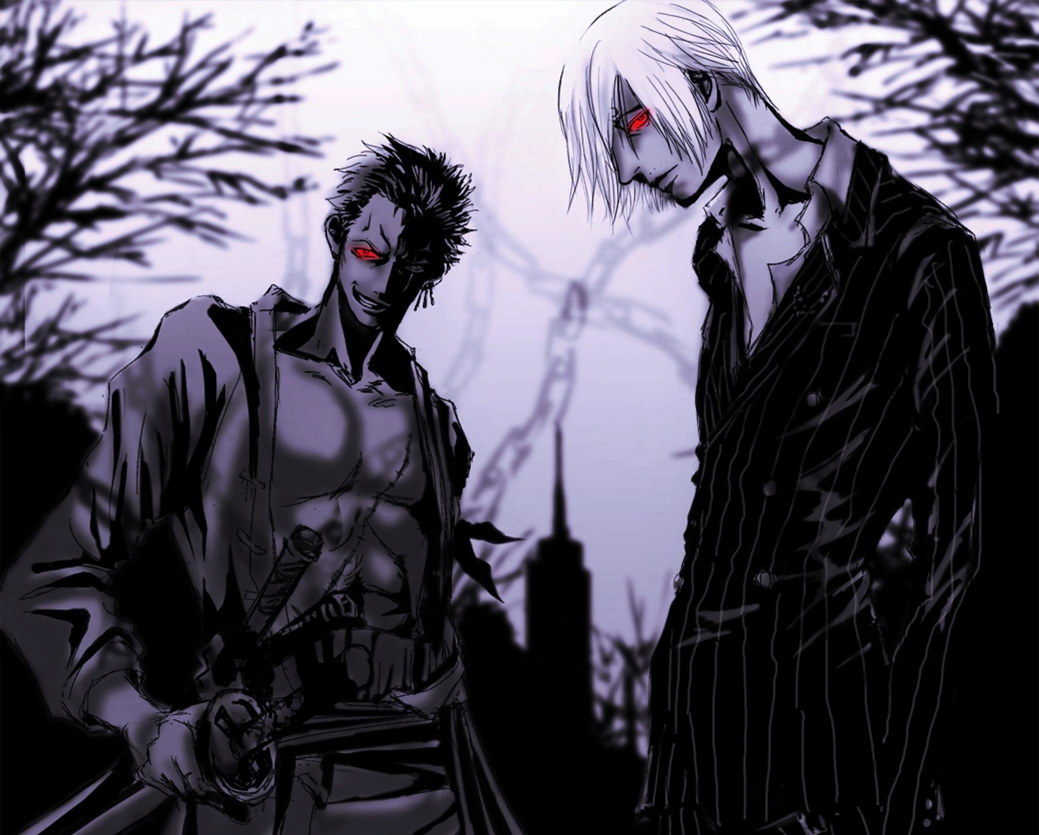 Roronoa Zoro, Sanji, One Piece, Notte, Toni viola, Full HD, sfondo per PC e portatile
