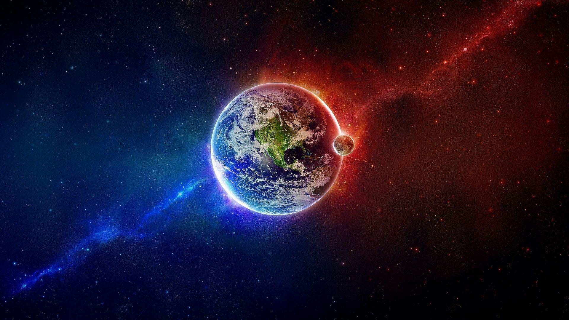 Terra, Spazio, Ghiaccio e fuoco, Pianeta, 16:9 Full HD, sfondo widescreen