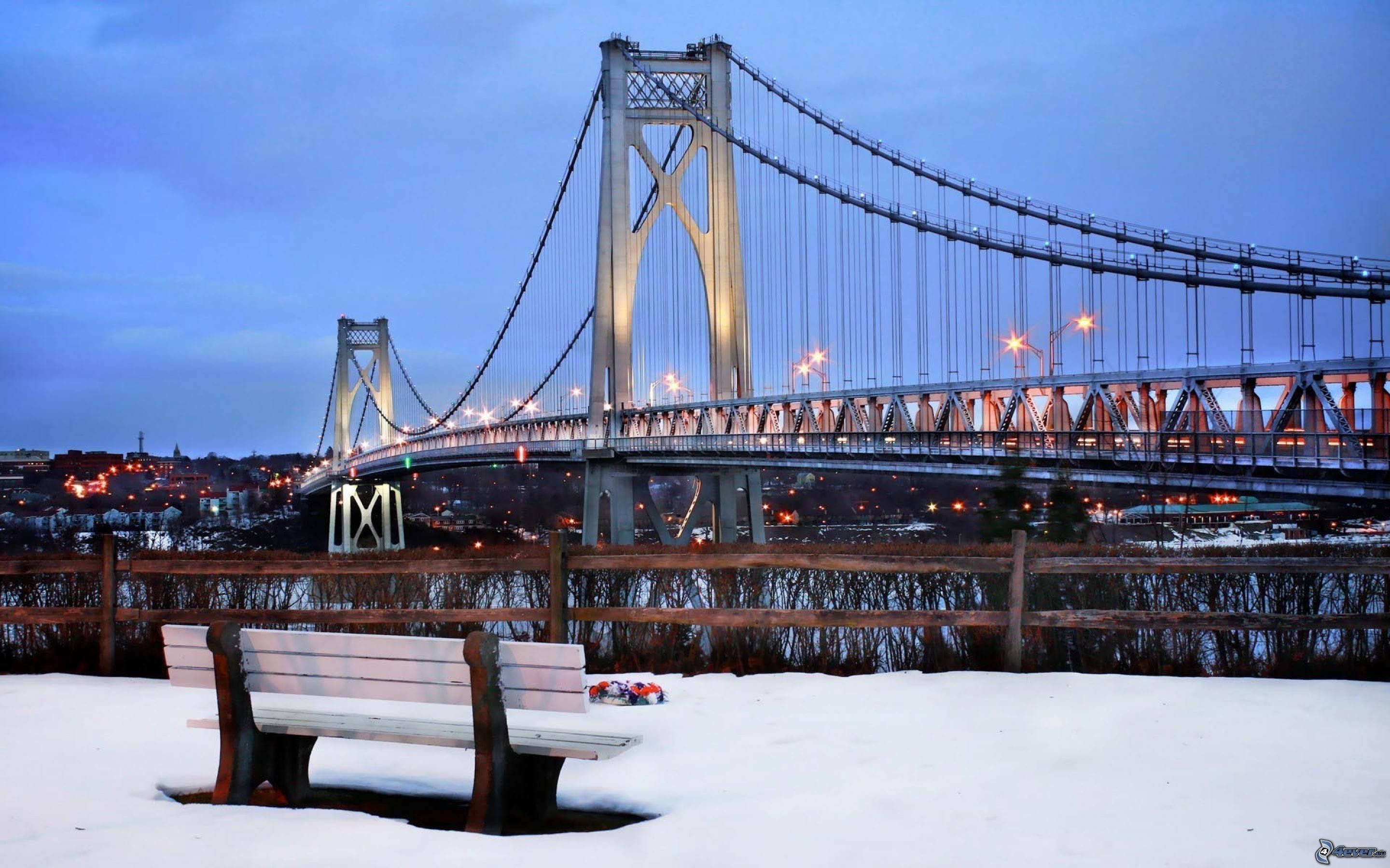 New York, Neve, Panchina, 2880x1800, sfondo per PC
