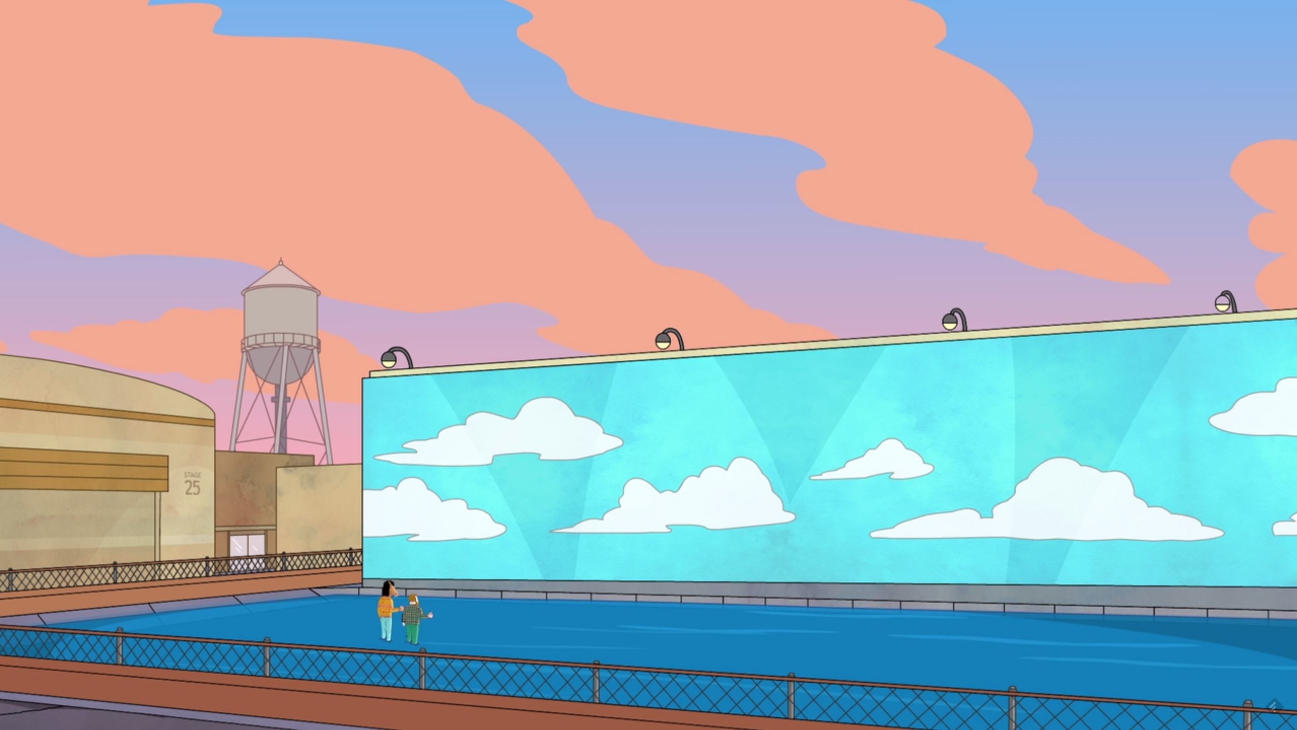 BoJack Horseman, Piscina, Murale, Tramonto, Full HD, sfondo desktop