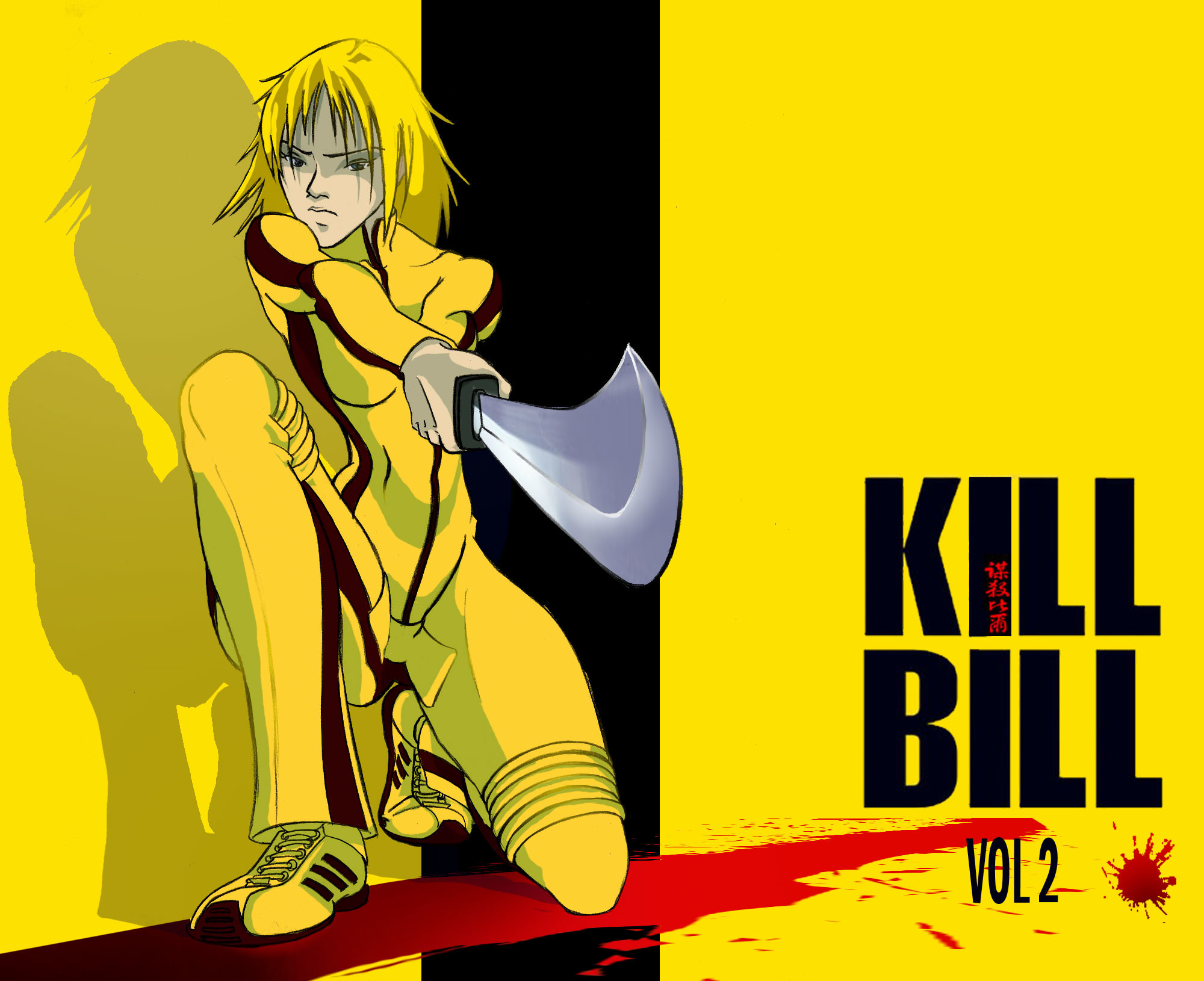Kill Bill: Volume 2, La Sposa, Fan art, Fumetto, Sfondo giallo, Full HD, wallpaper per portatile