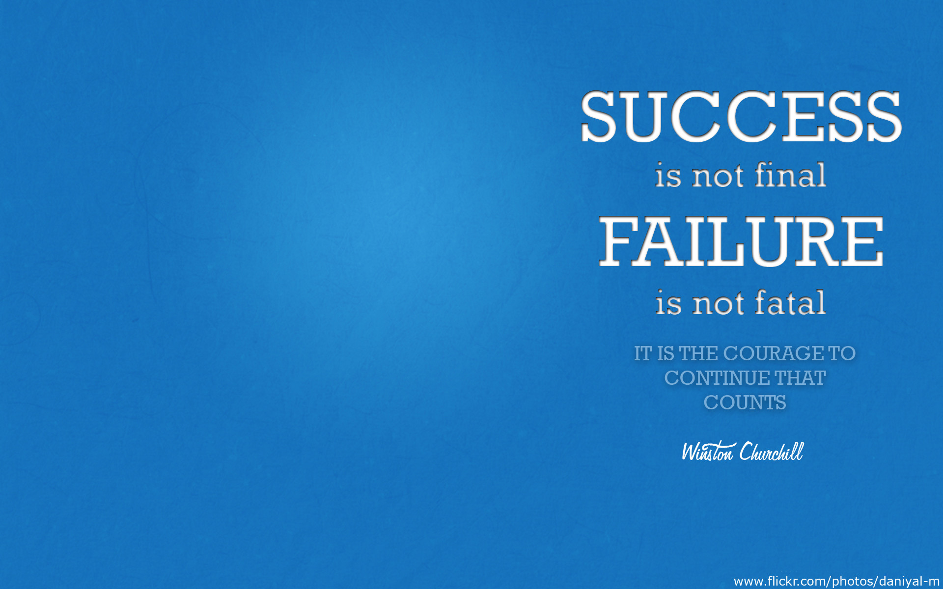 Winston Churchill, Success is not final, Citazione, Blu, Tipografia, sfondo 16:10 Full HD