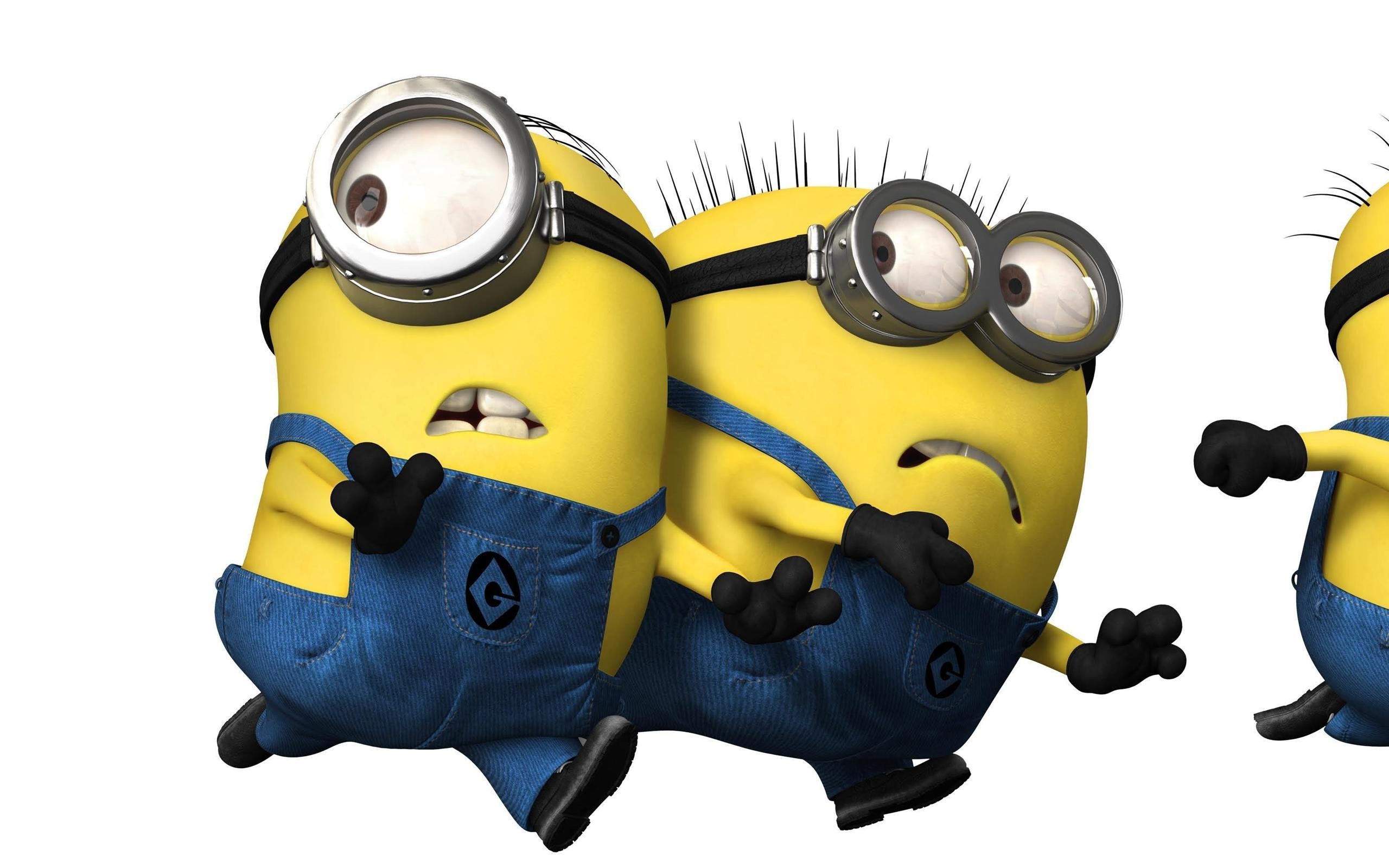 Minion, Cattivissimo me, Corsa, Sfondo bianco, wallpaper Android