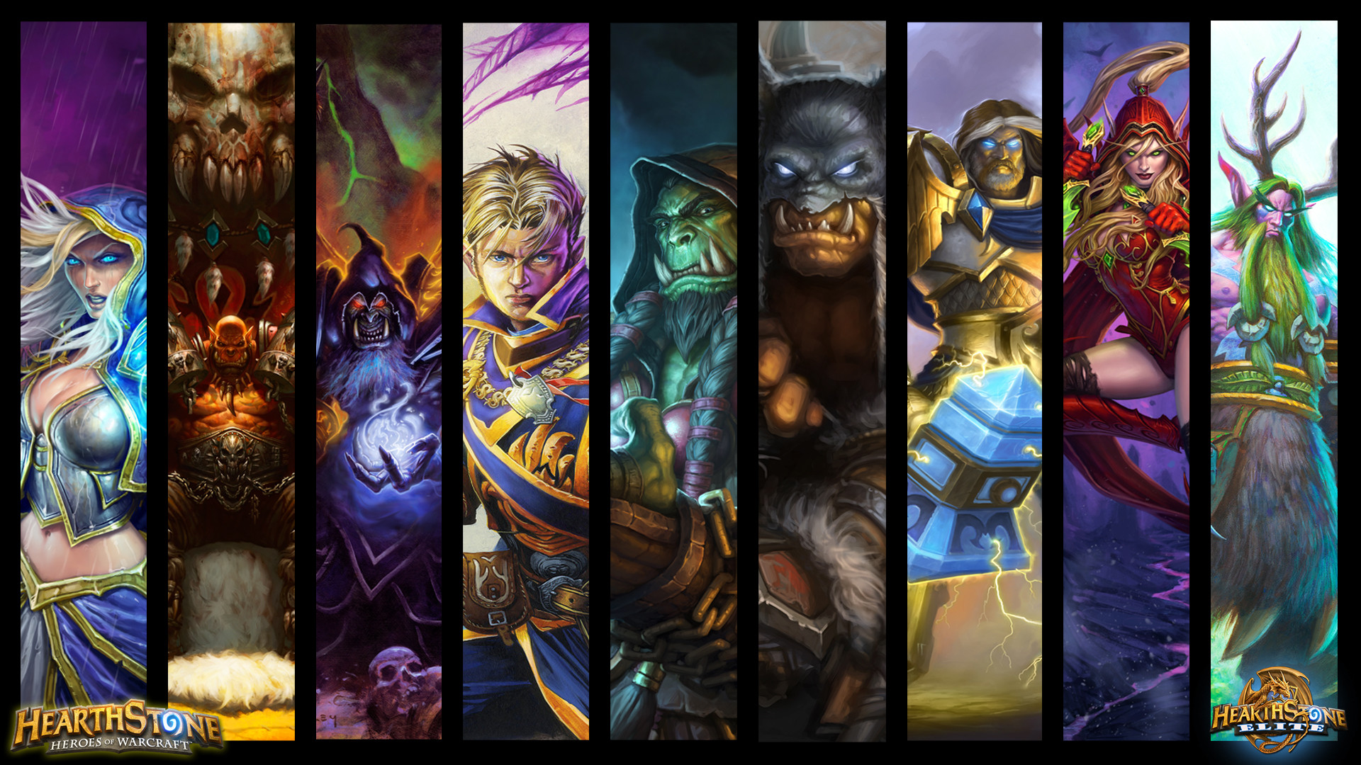 Hearthstone, Eroi, Pannelli, Warcraft, Collage, Full HD, sfondo per portatile