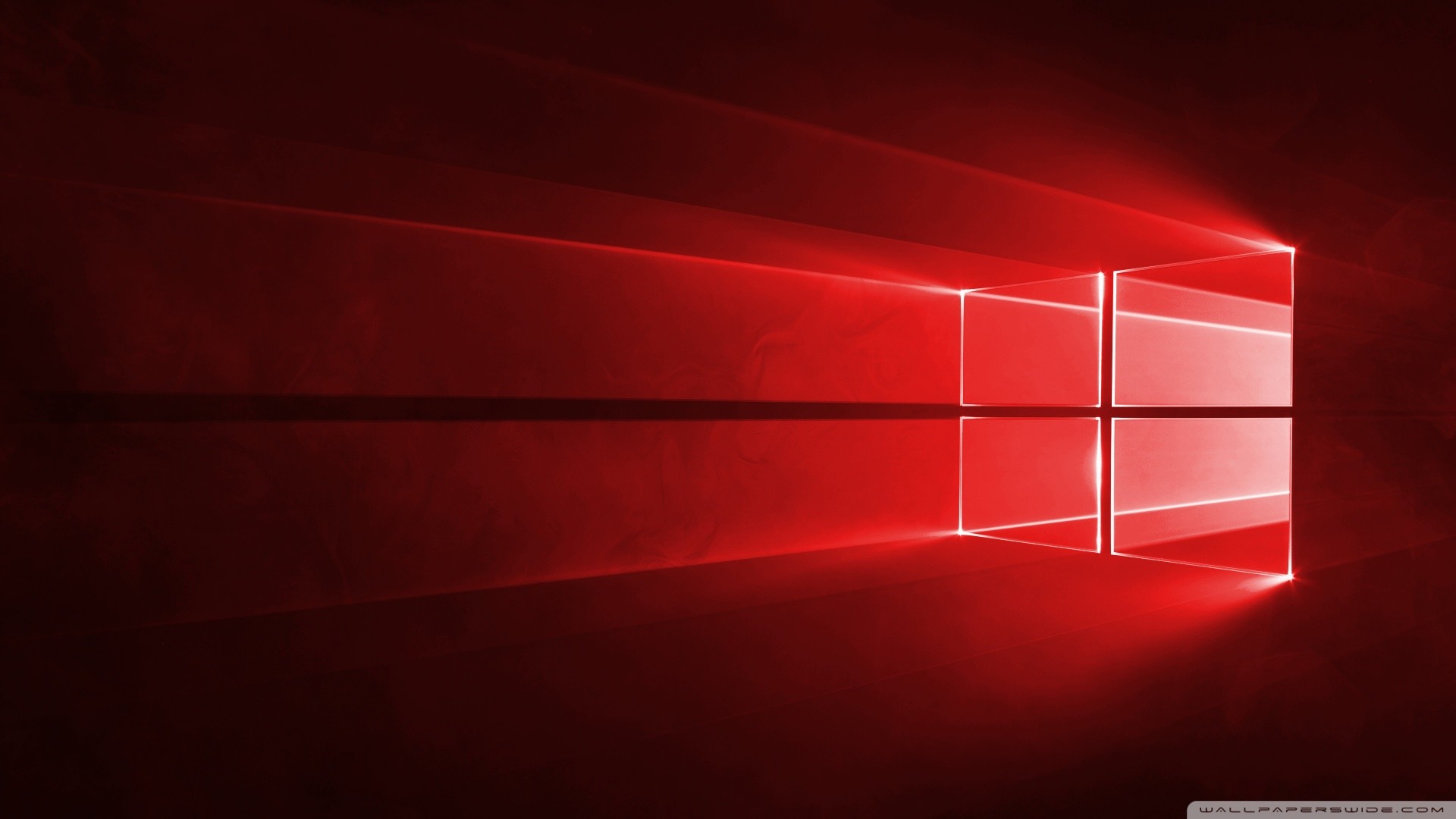 Windows 10 Hero, Logo Windows, Rosso, Raggi di luce, Full HD, sfondo per PC