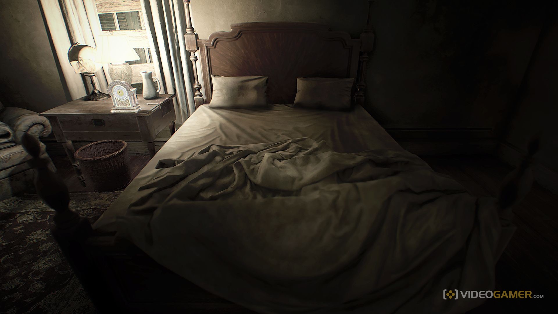 Resident Evil 7: Biohazard, Camera da letto, Letto, Buio, Horror, sfondo desktop Full HD
