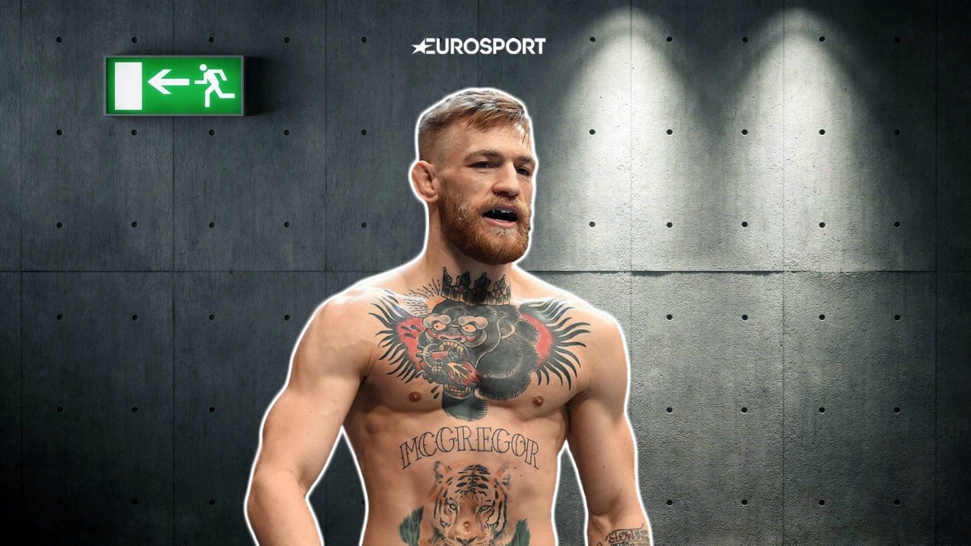 Conor McGregor, Eurosport, Tatuaggi, Muro di cemento, Full HD, sfondo desktop
