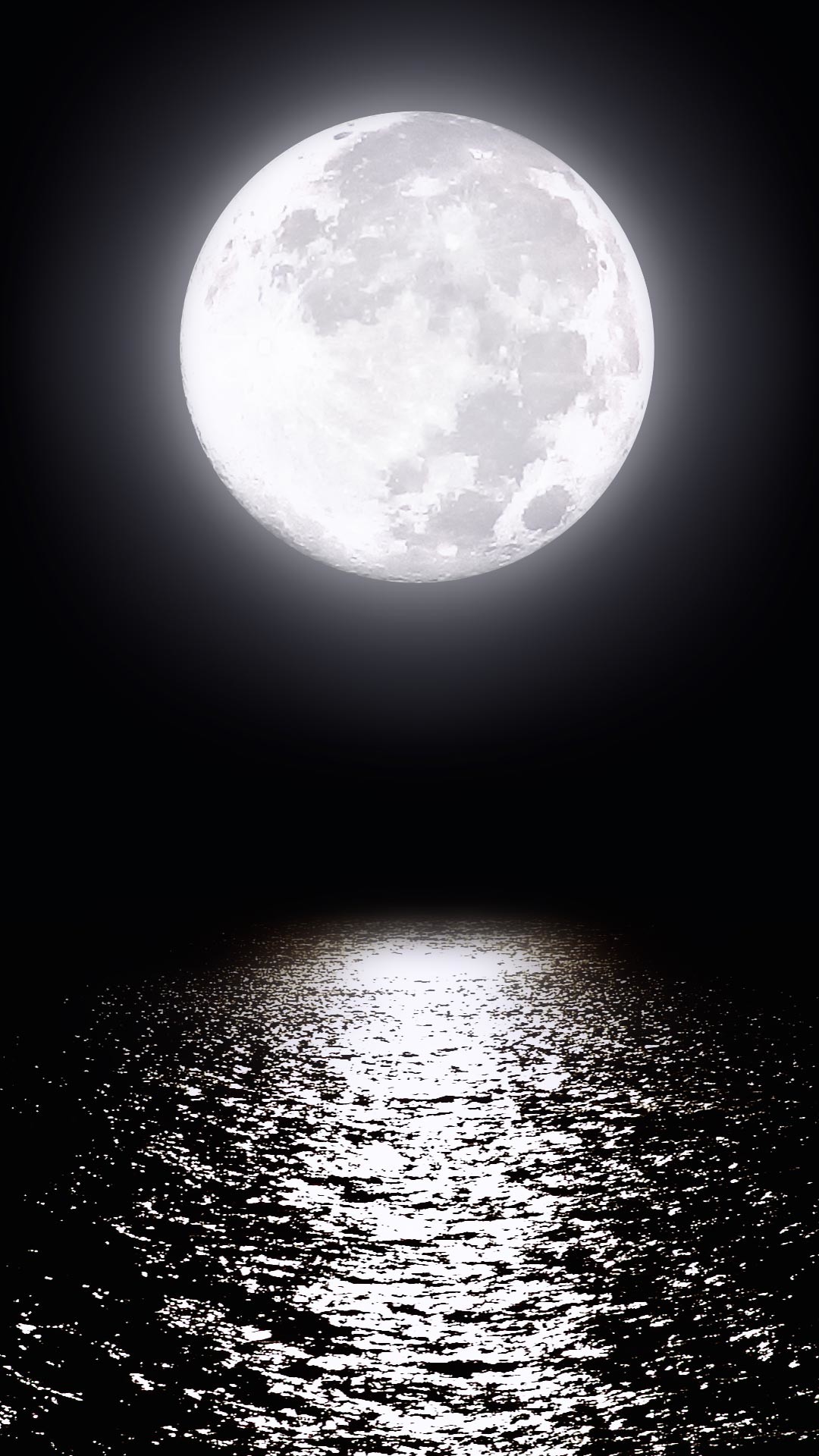 Luna piena, Mare, Notte, Riflesso, wallpaper Samsung S4
