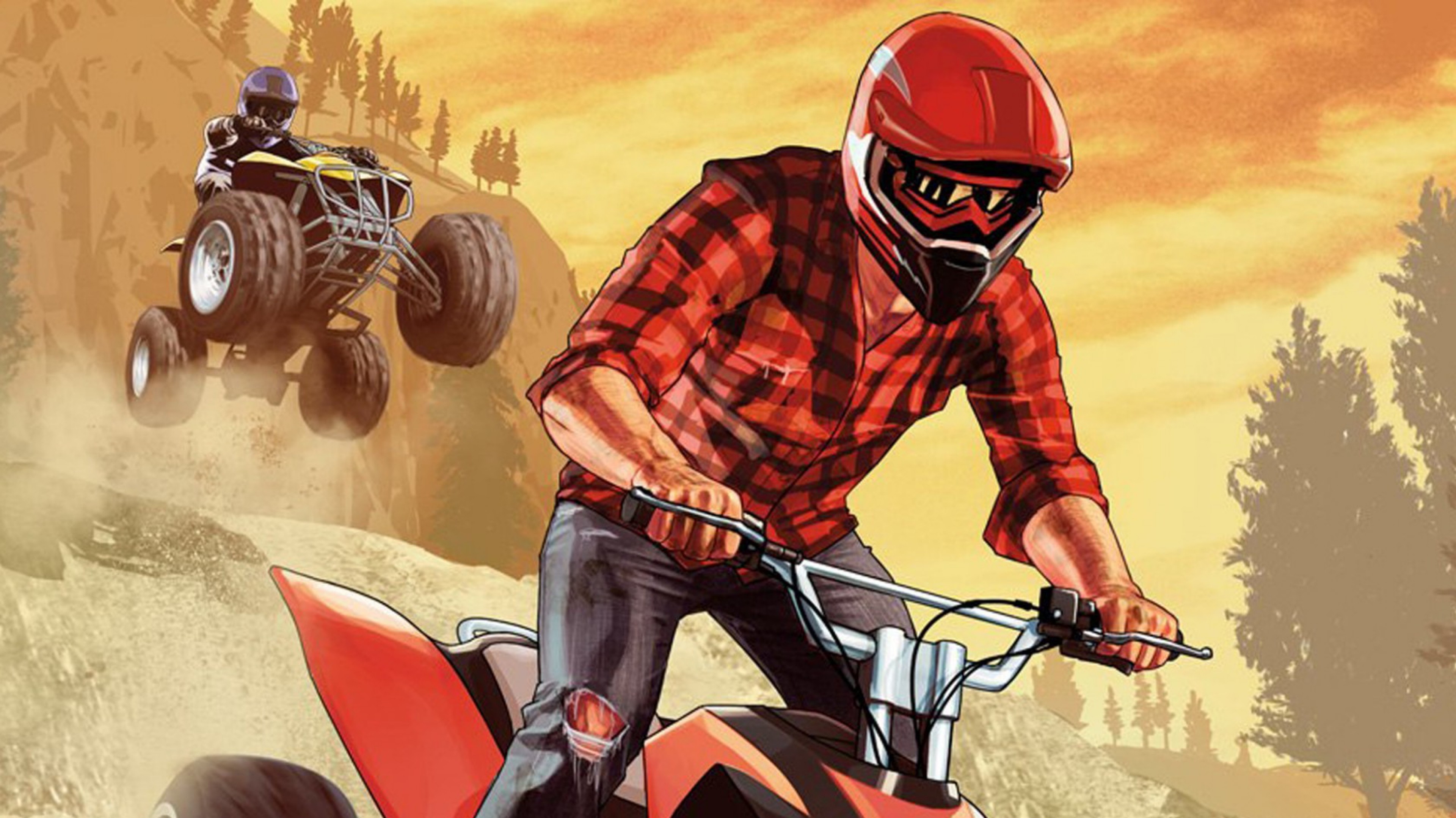 Grand Theft Auto V, Quad, Motocross, Casco, 4K, sfondo per portatile