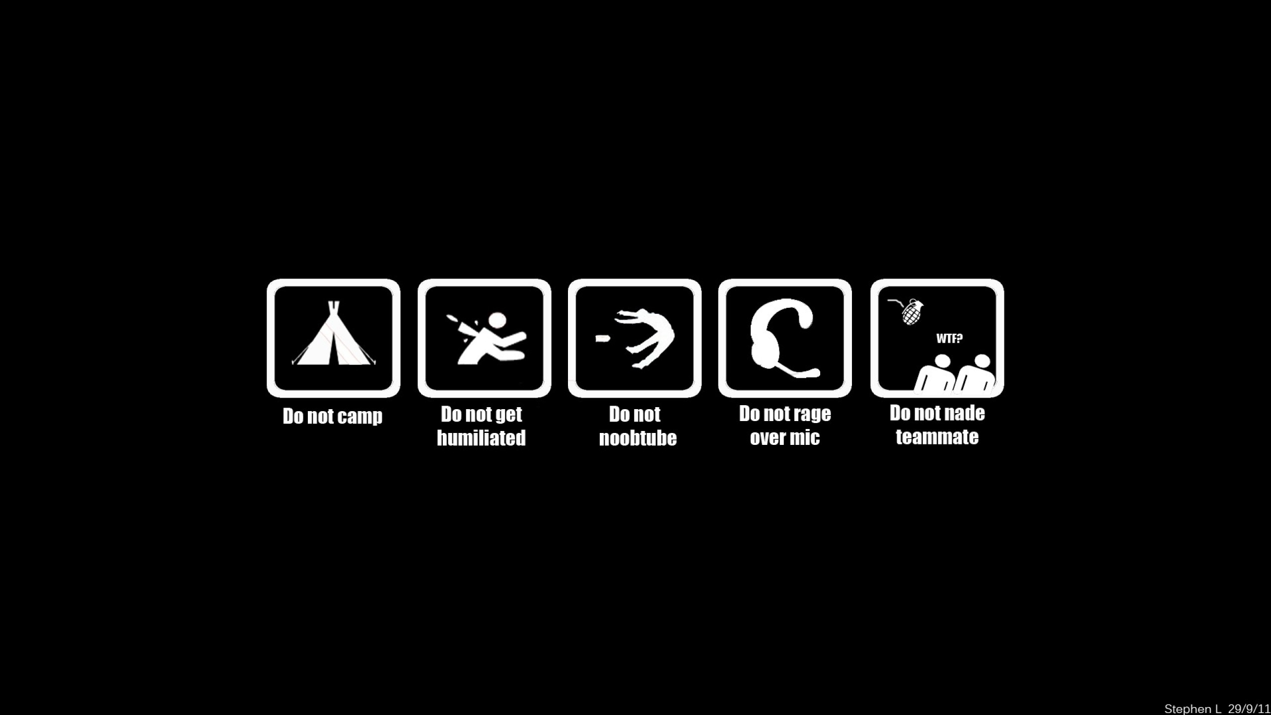 Regole del gamer, Pittogrammi, Sfondo nero, 2K, wallpaper desktop