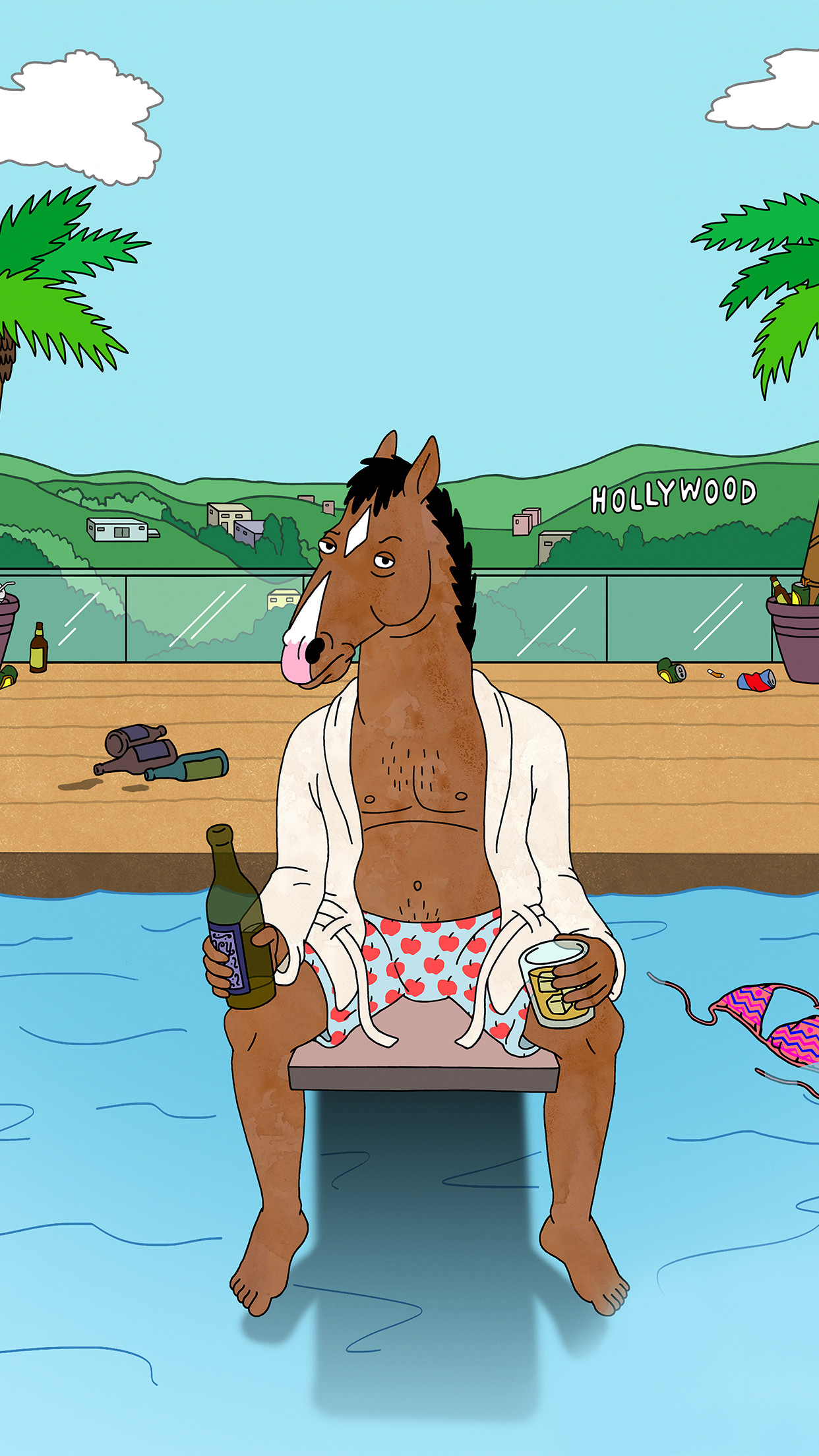 BoJack Horseman, Piscina, Hollywood, Accappatoio, 1242x2208, schermata di blocco iPhone