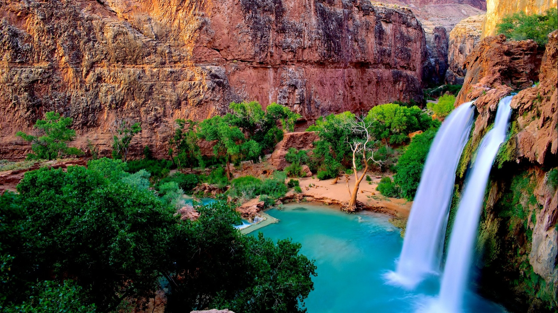 Havasu Falls, Grand Canyon, Cascata, Canyon, 1920x1080, immagine di sfondo