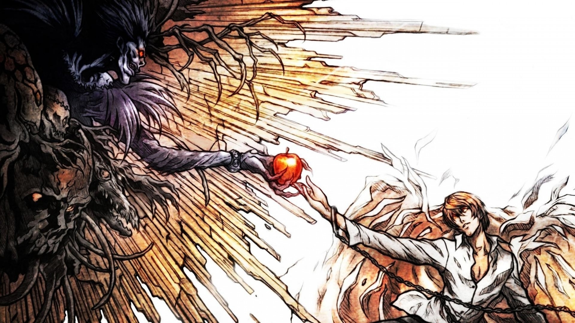 Ryuk, Light Yagami, Death Note, Mela, Shinigami, Anime, 1920x1080, immagine di sfondo