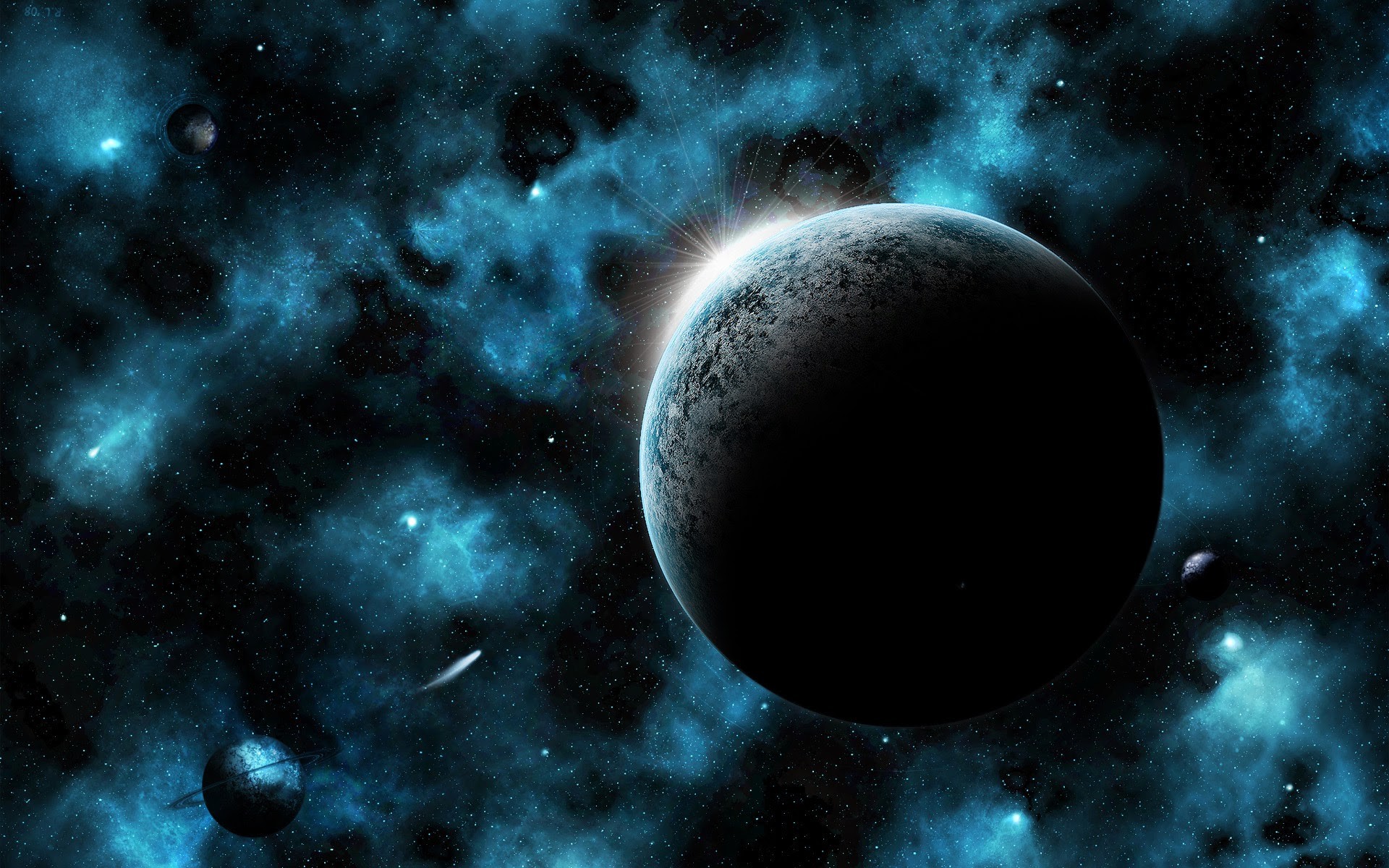 Pianeta, Nebulosa, Spazio, Blu, Full HD, sfondo per PC