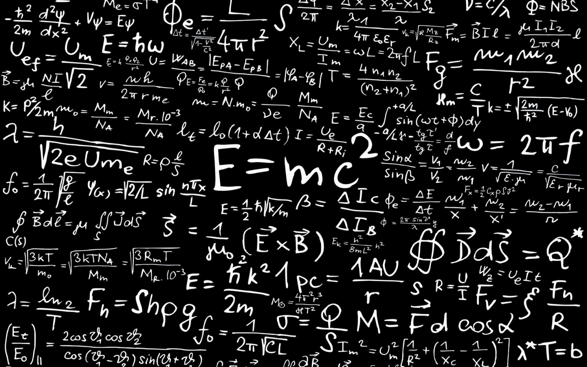 E=mc², Formule di fisica, Equazioni, Sfondo nero, Full HD, wallpaper desktop