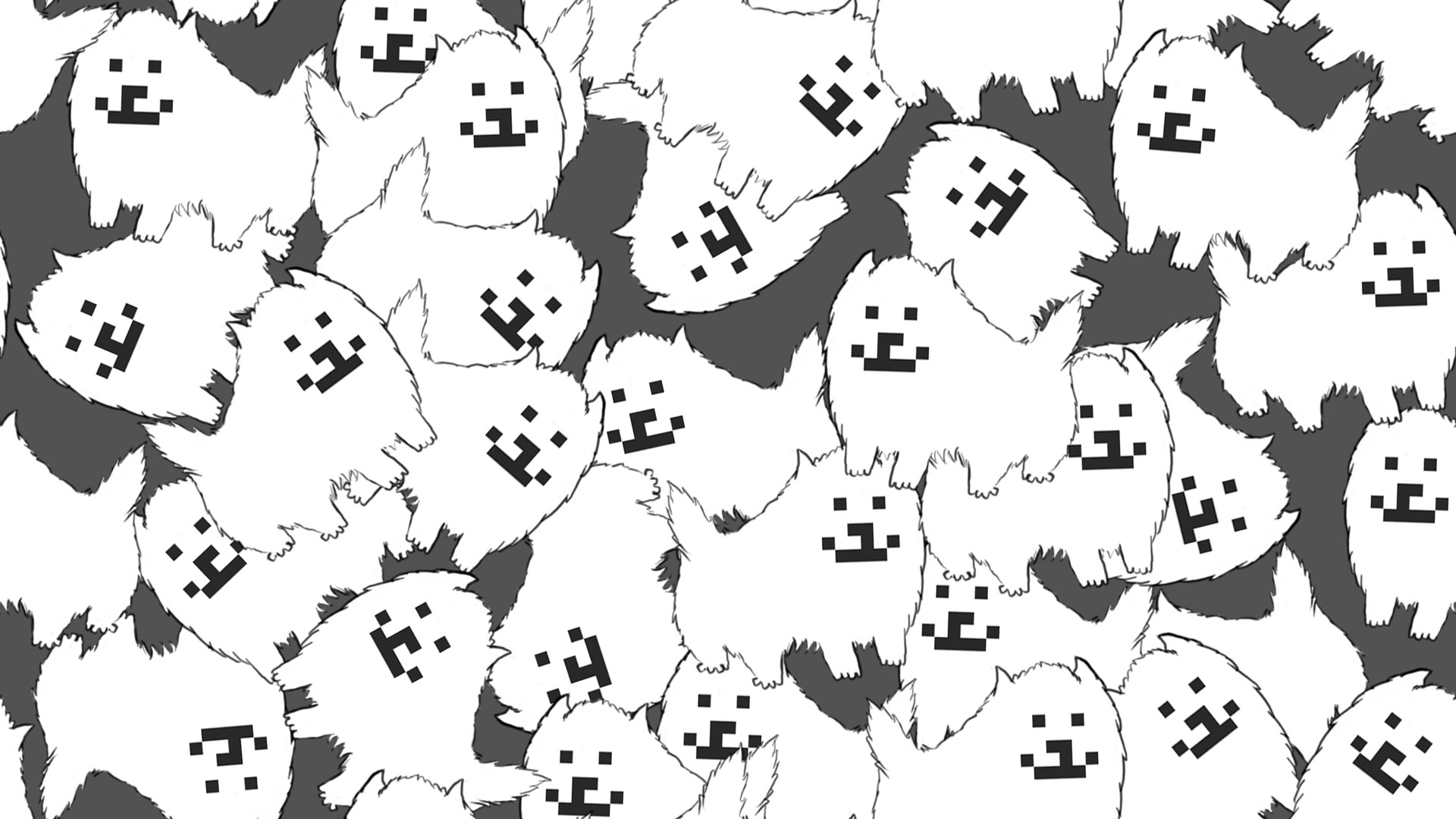 Annoying Dog, Undertale, Motivo, Bianco e nero, Full HD, sfondo per portatile