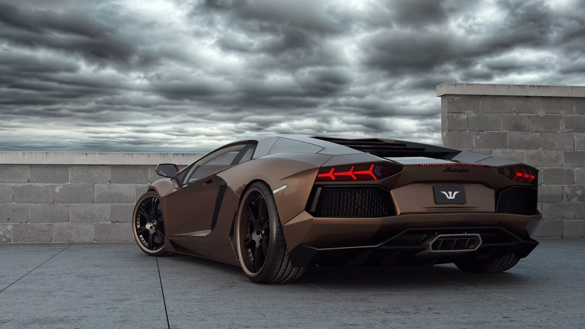 Lamborghini Aventador, Supercar, Cielo nuvoloso, Bronzo, 1920x1080, sfondo per PC
