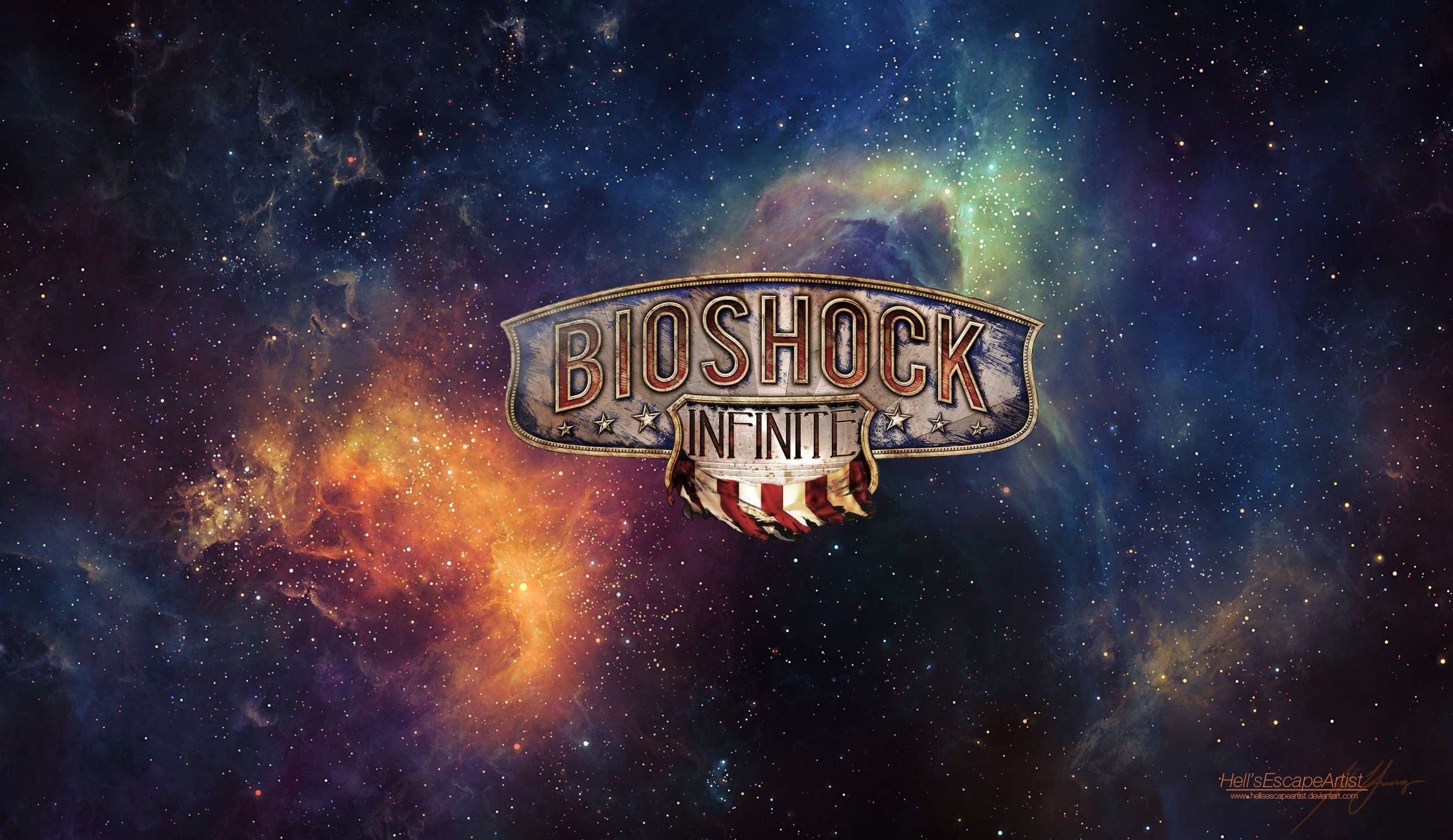 BioShock Infinite, Logo, Nebulosa, Spazio, Full HD, sfondo desktop