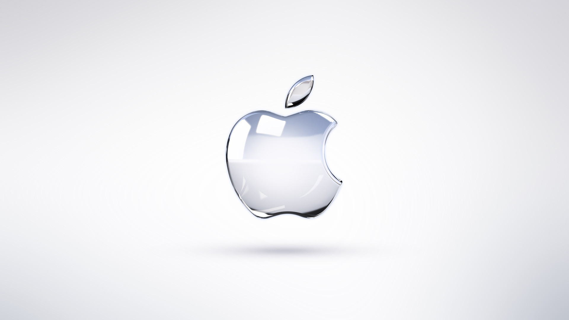 Apple, Logo cromato, Sfondo bianco, Full HD, wallpaper Mac