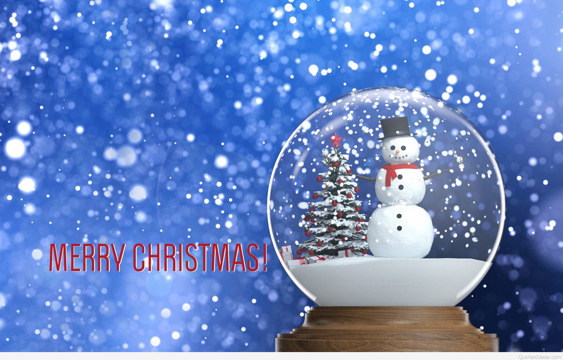 Palla di neve, Pupazzo di neve, Merry Christmas, Neve, Blu, Full HD, sfondo desktop