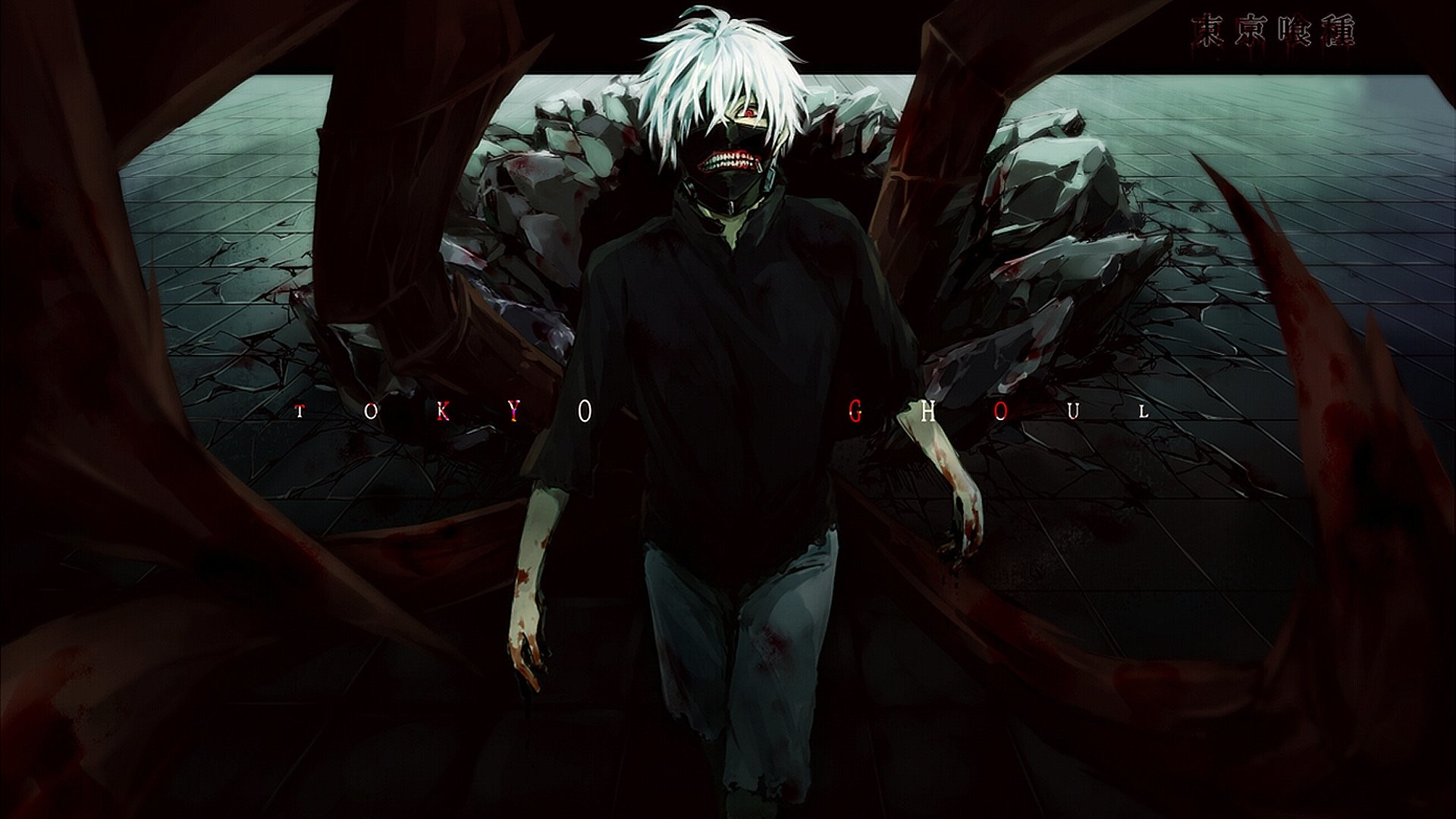 Ken Kaneki, Tokyo Ghoul, Kagune, Sfondo scuro, Full HD, wallpaper desktop