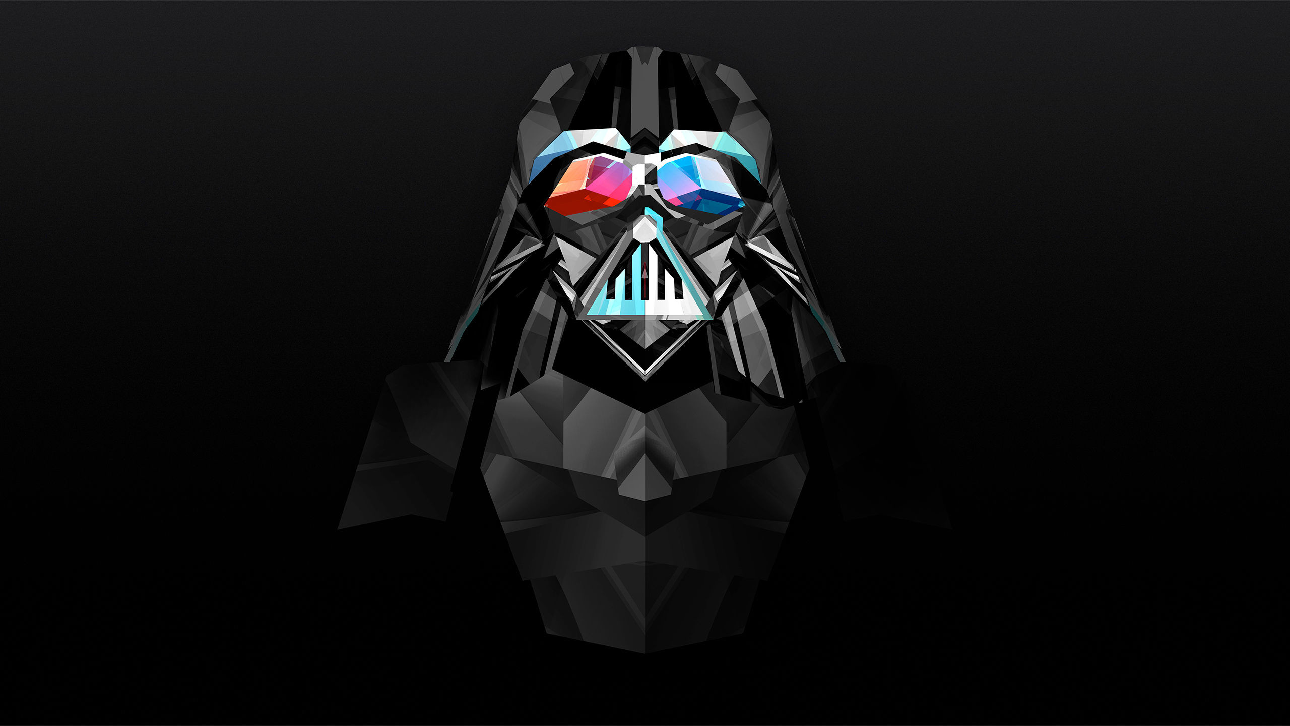 Darth Vader, Star Wars, Low poly, Sfondo nero, 2K, wallpaper per computer