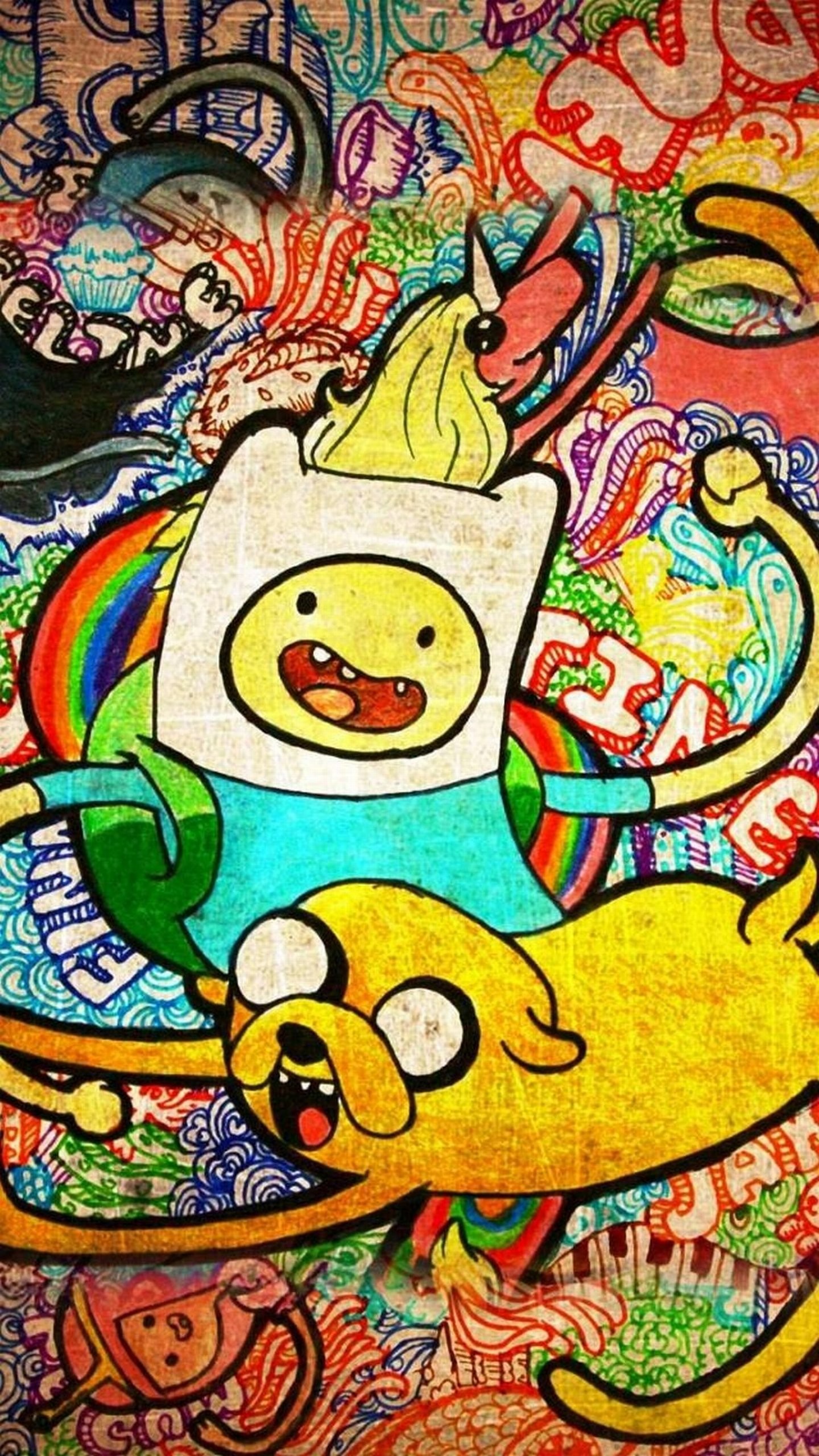 Finn, Jake, Adventure Time, Arte psichedelica, wallpaper per iPhone e Android
