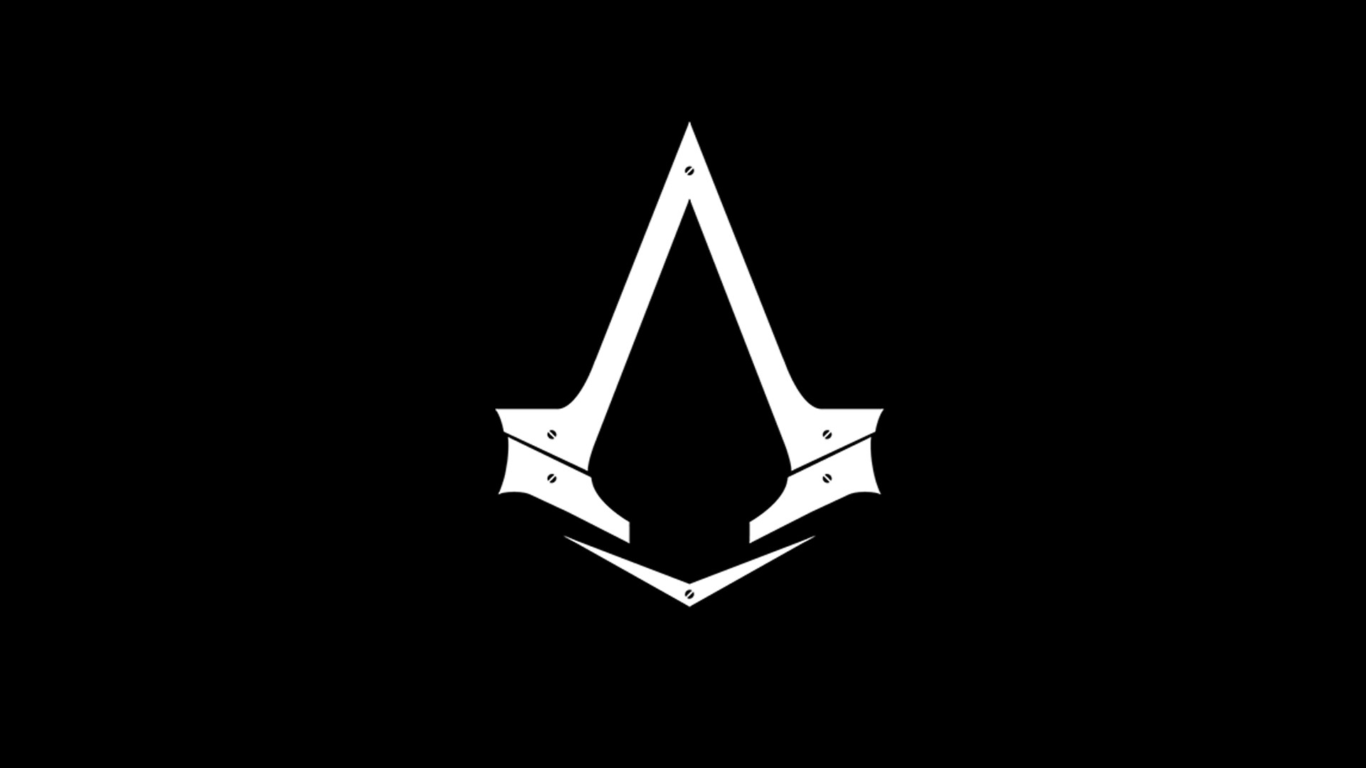 Assassin's Creed, Simbolo degli Assassini, Sfondo nero, Minimalismo, wallpaper per portatile