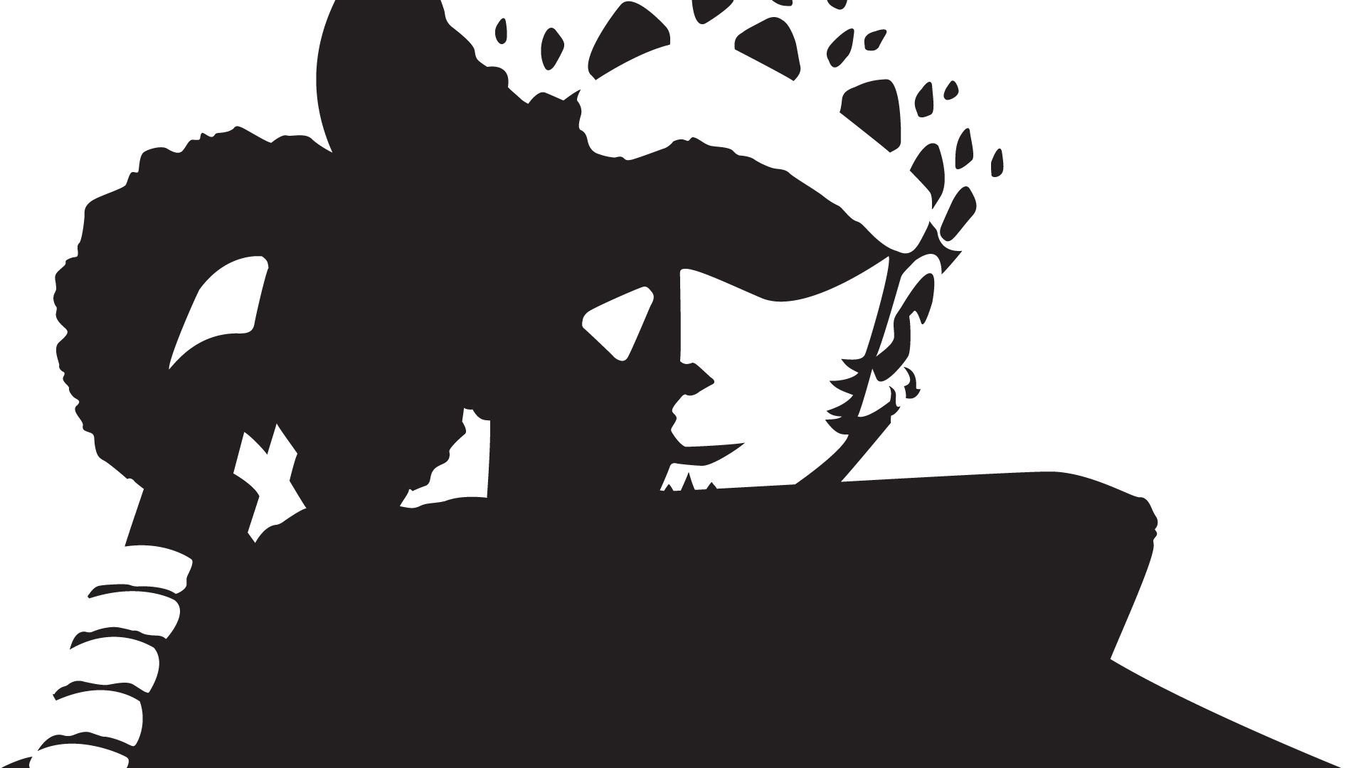 Trafalgar Law, Silhouette, Bianco e nero, 1920x1080, sfondo per PC