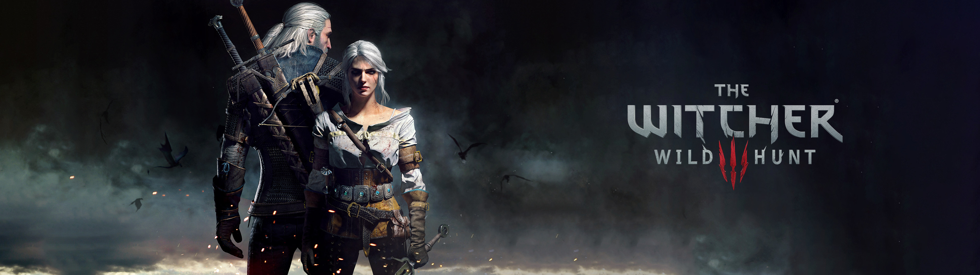 Geralt di Rivia, Ciri, The Witcher 3: Wild Hunt, Panoramico, 32:9 Full HD, sfondo widescreen