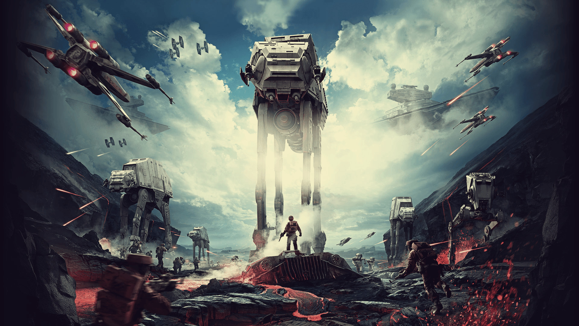 Star Wars Battlefront, AT-AT, X-wing, Hoth, Full HD, wallpaper desktop
