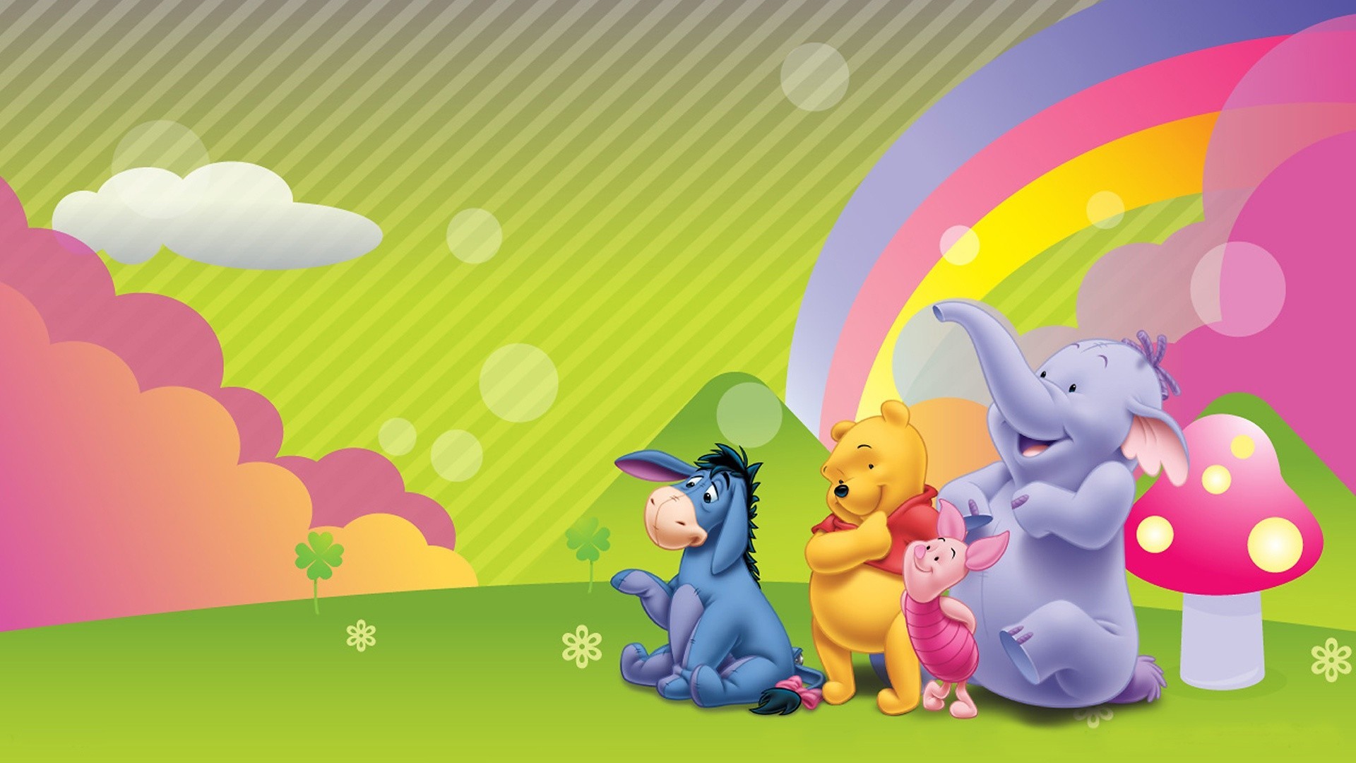 Winnie the Pooh, Ih-Oh, Pimpi, Efelante, Arcobaleno, Full HD, sfondo desktop