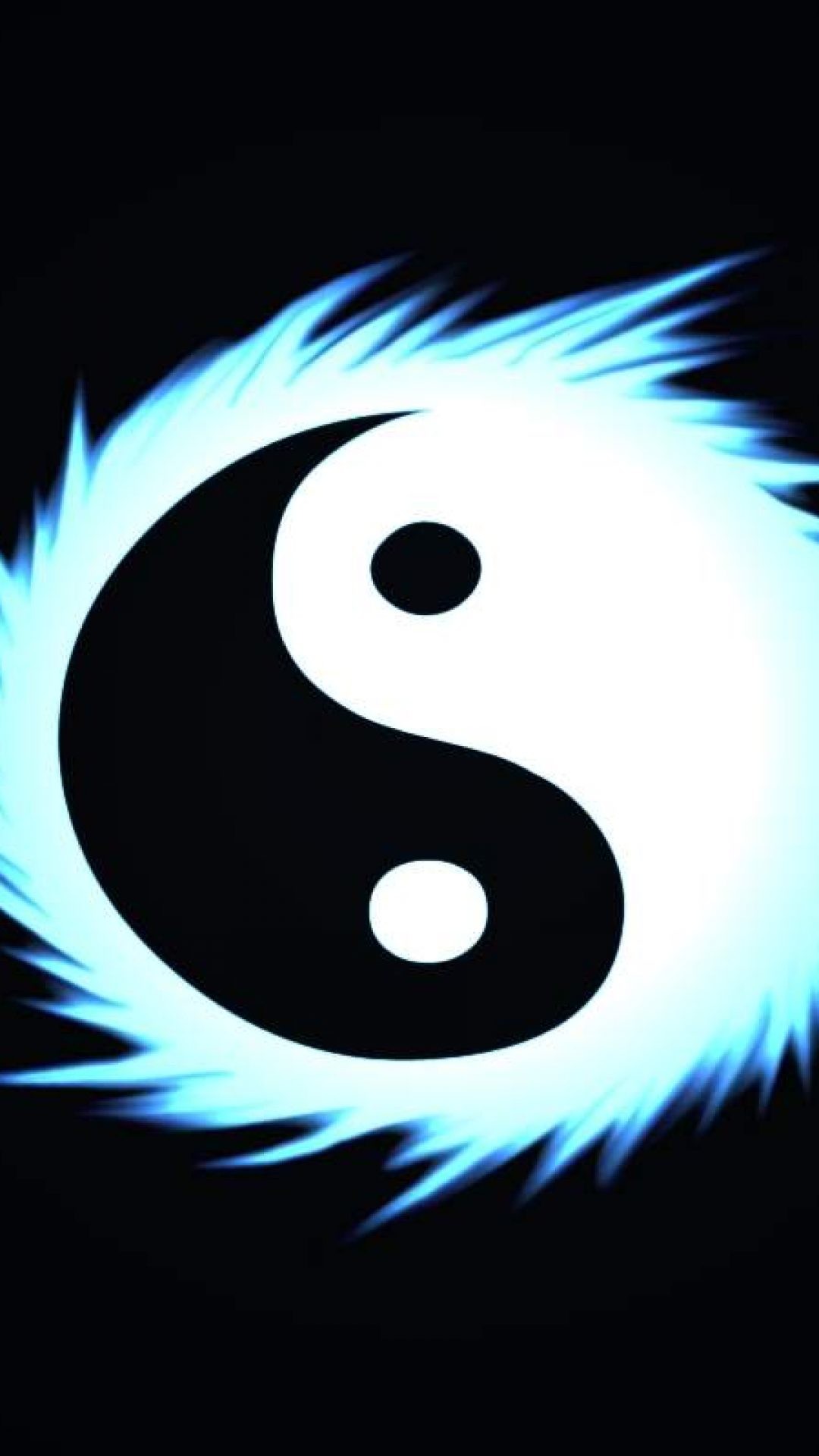 Yin e yang, Energia blu, Bianco e nero, Full HD, sfondo per smartphone