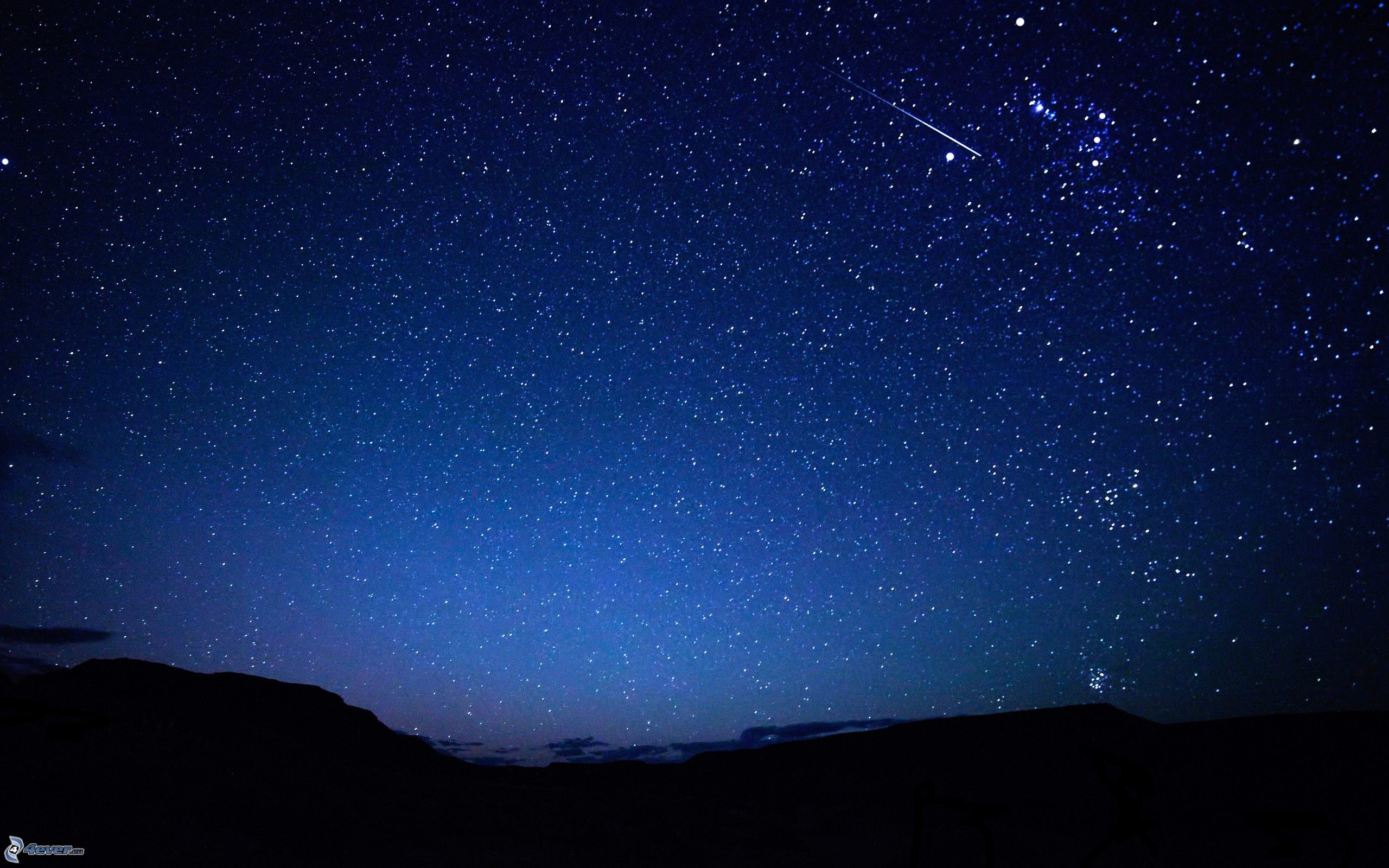 Cielo stellato, Stella cadente, Notte, Colline, 2560x1600, sfondo per PC