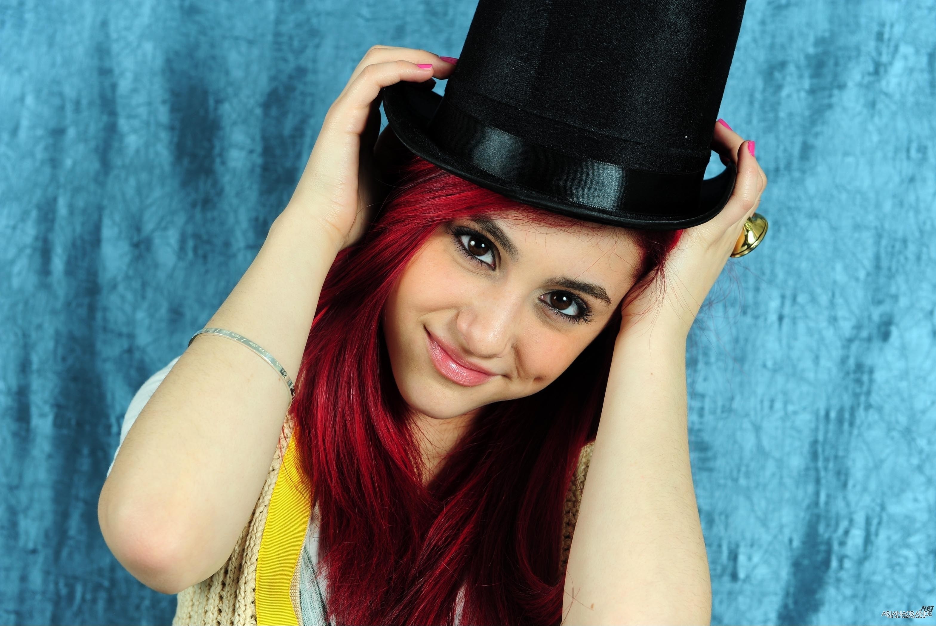 Ariana Grande, Cappello a cilindro, Capelli rossi, Cat Valentine, sfondo per portatile