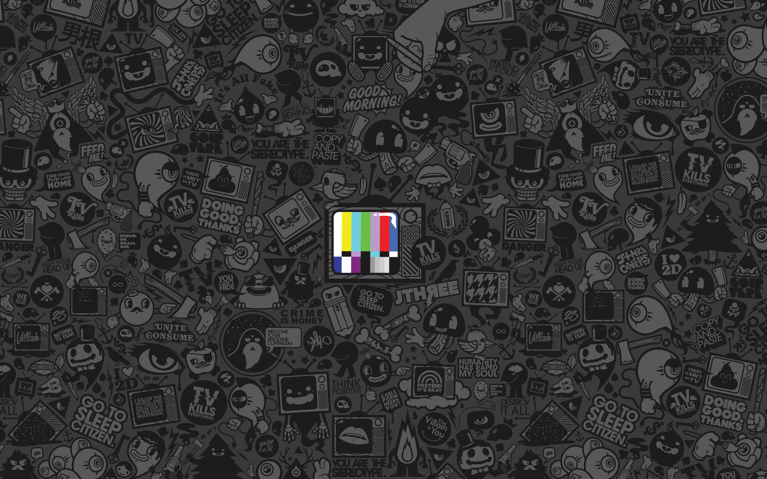 Doodle, Adesivi, Monoscopio, Grigio scuro, sfondo per Mac