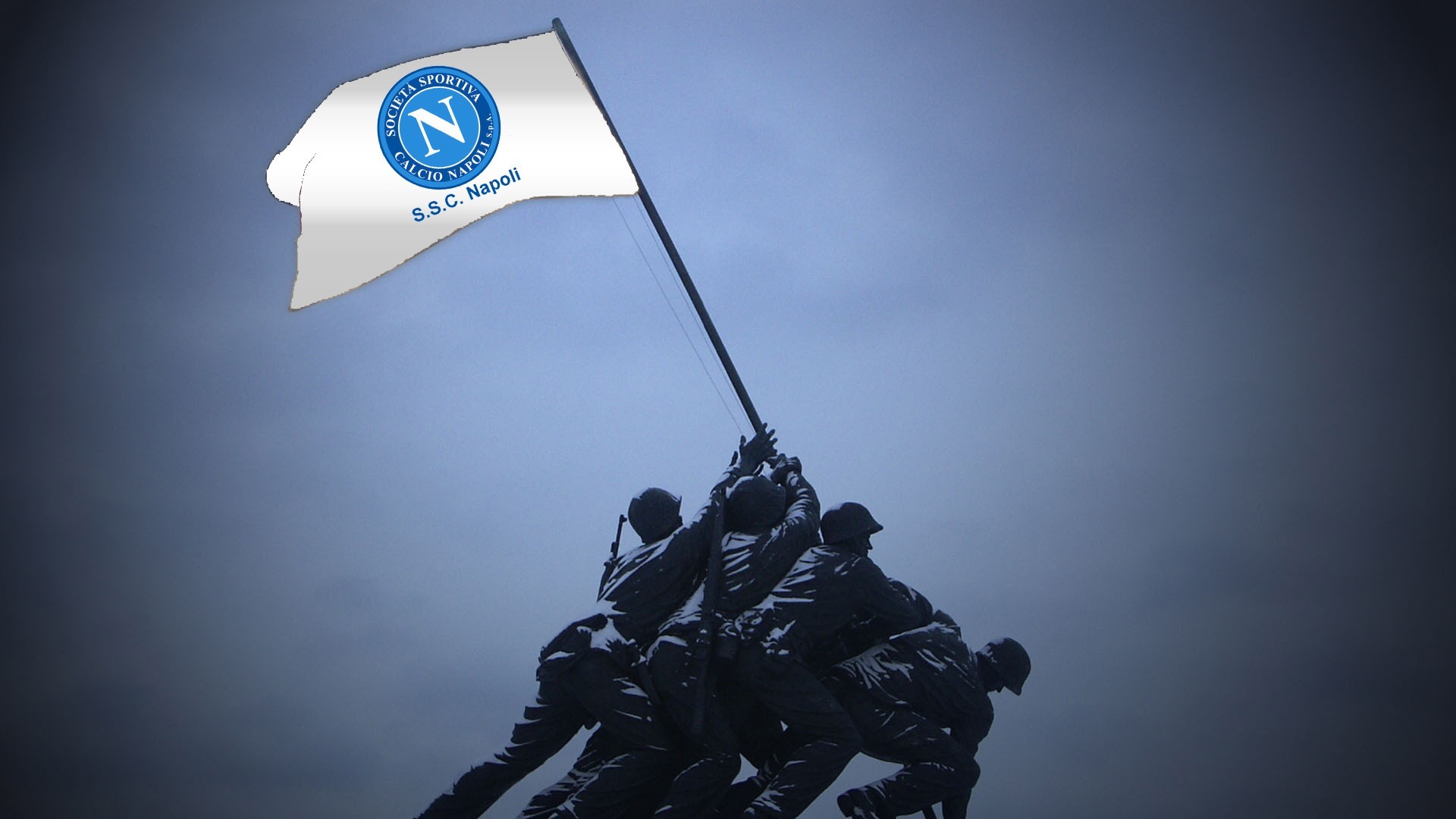 SSC Napoli, Bandiera del Napoli, Iwo Jima, Silhouette, Fotomontaggio, sfondo Windows 11