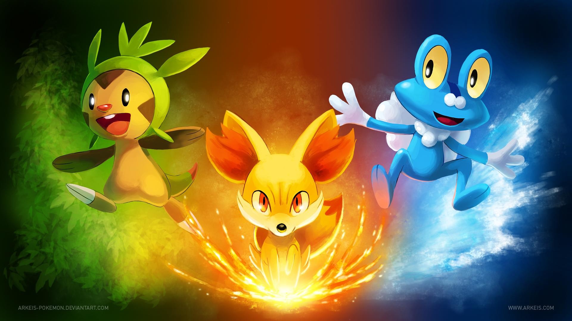 Chespin, Fennekin, Froakie, Pokémon X e Y, Starter, Full HD, sfondo per portatile