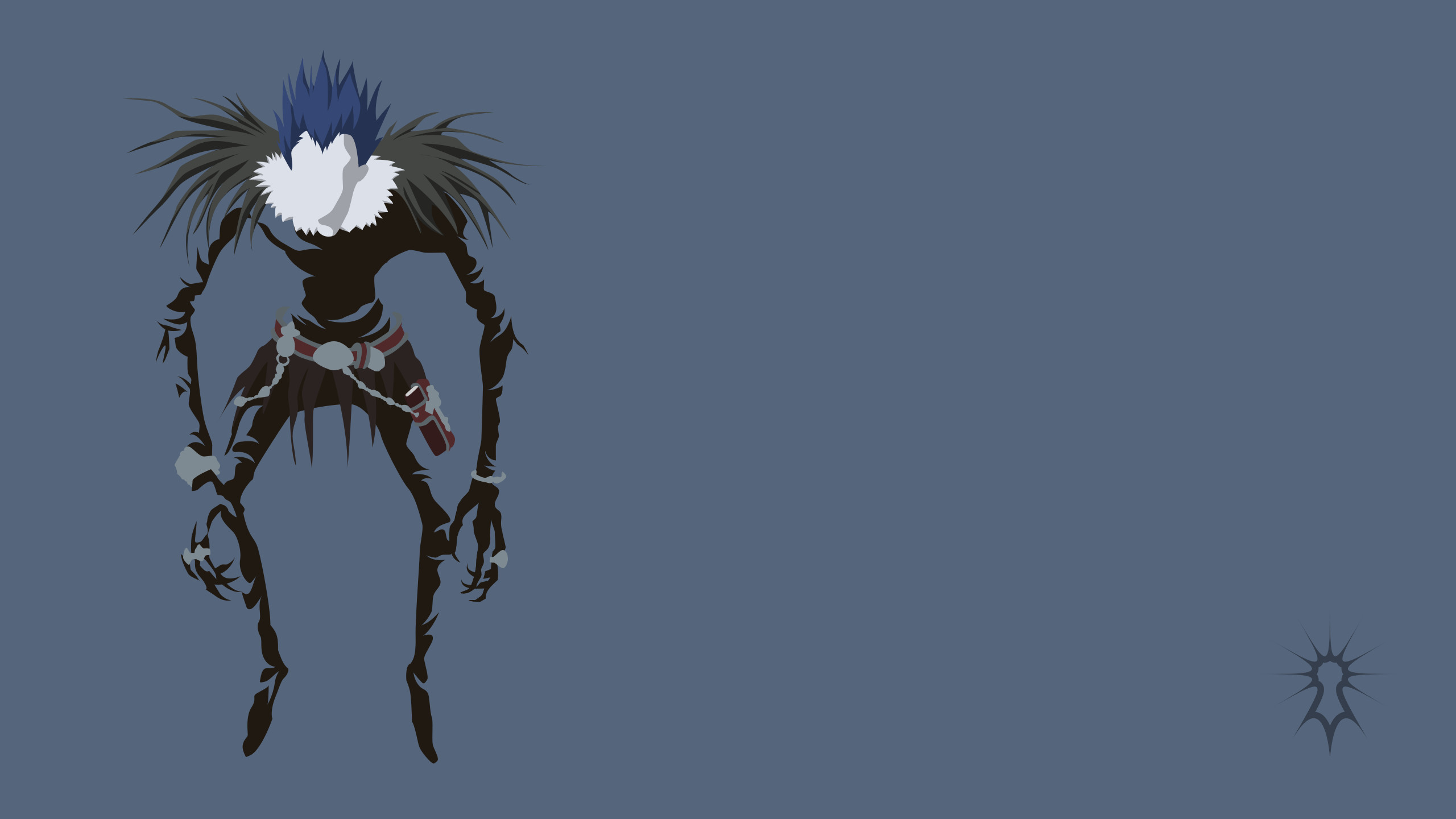 Ryuk, Death Note, Minimalismo, Arte vettoriale, Sfondo grigio-blu, wallpaper Windows 11