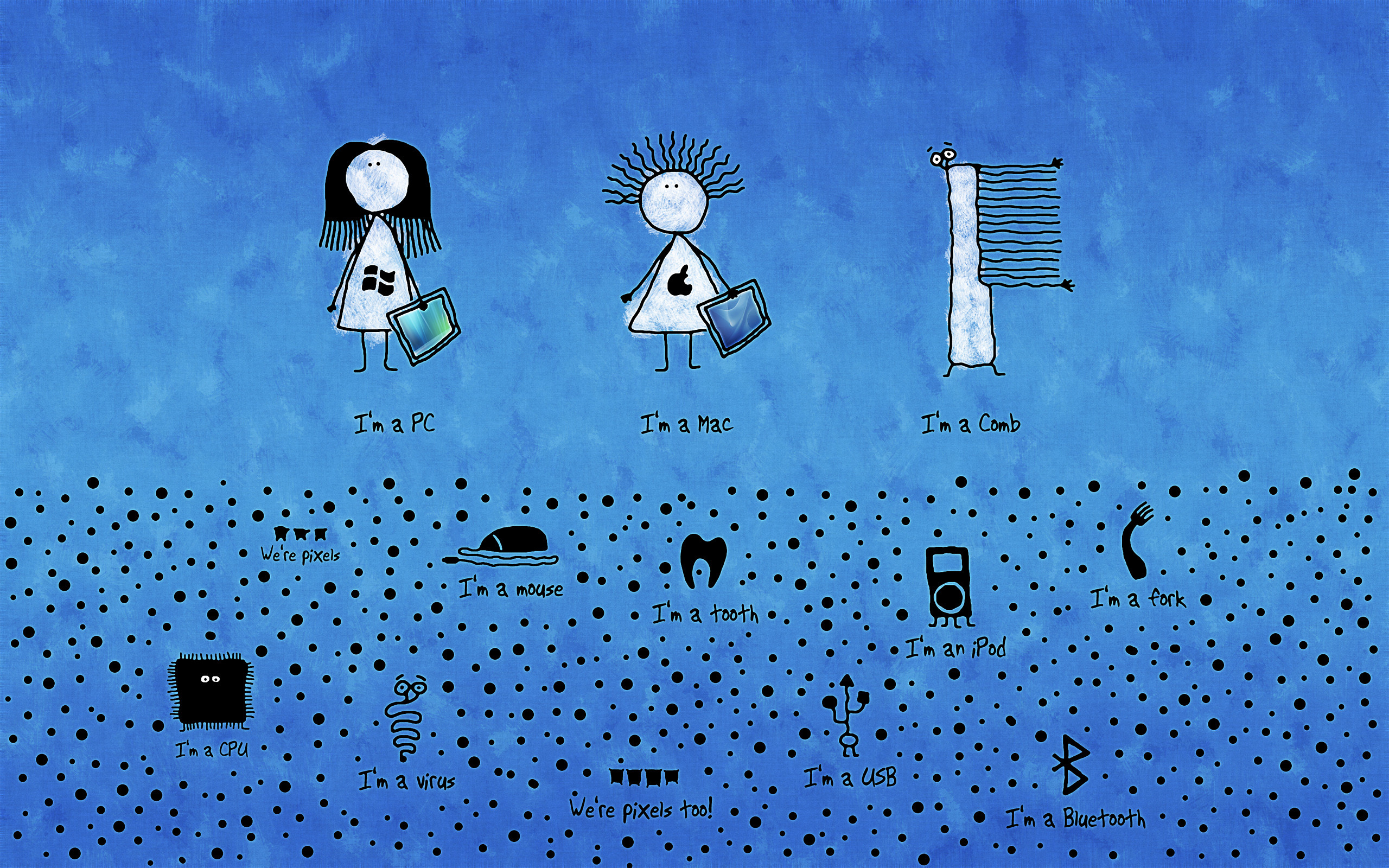 I'm a Mac, Disegni, Sfondo blu, Illustrazione, 2K, wallpaper per computer